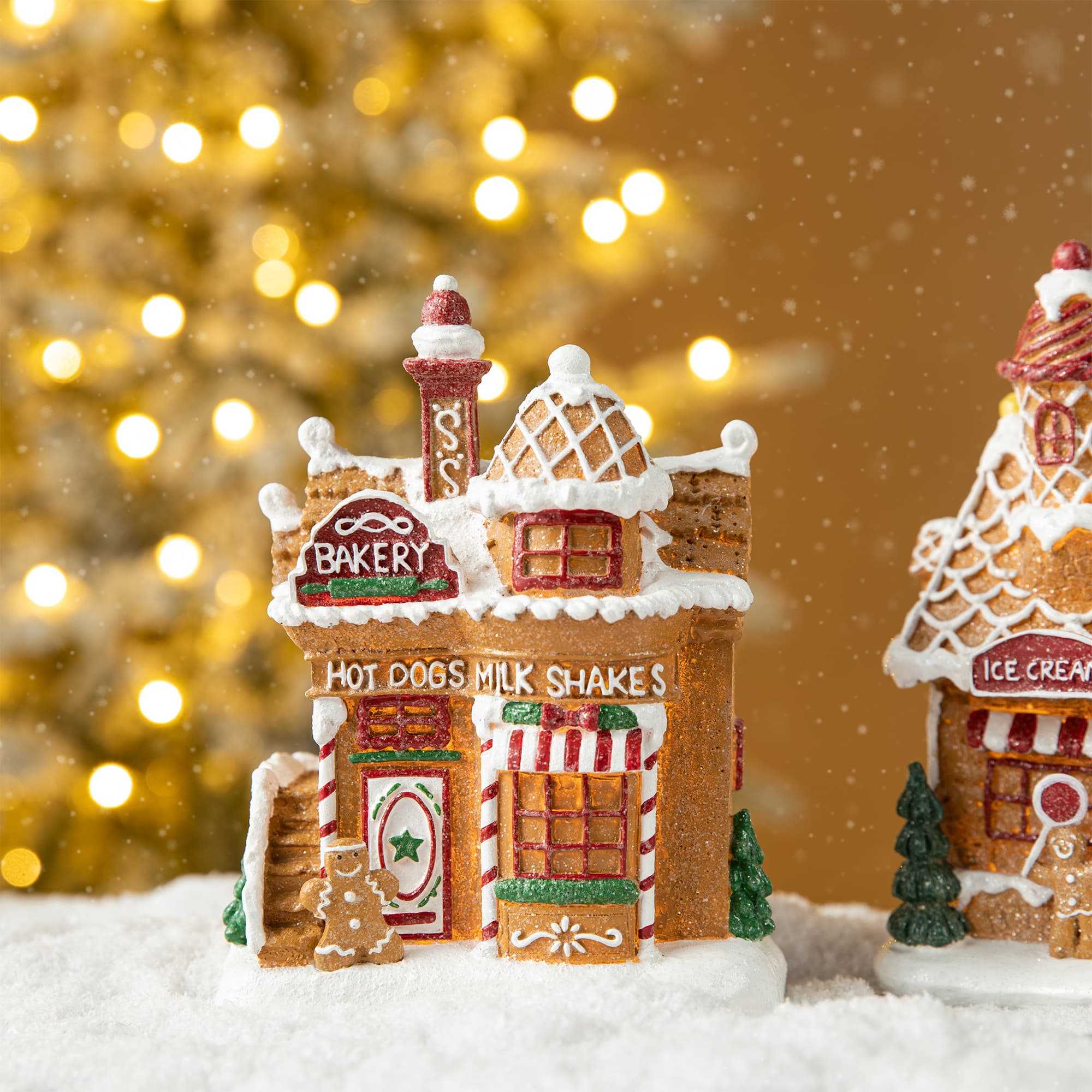 Glitzhome&#xAE; Light-Up Christmas Gingerbread House Table D&#xE9;cor Set