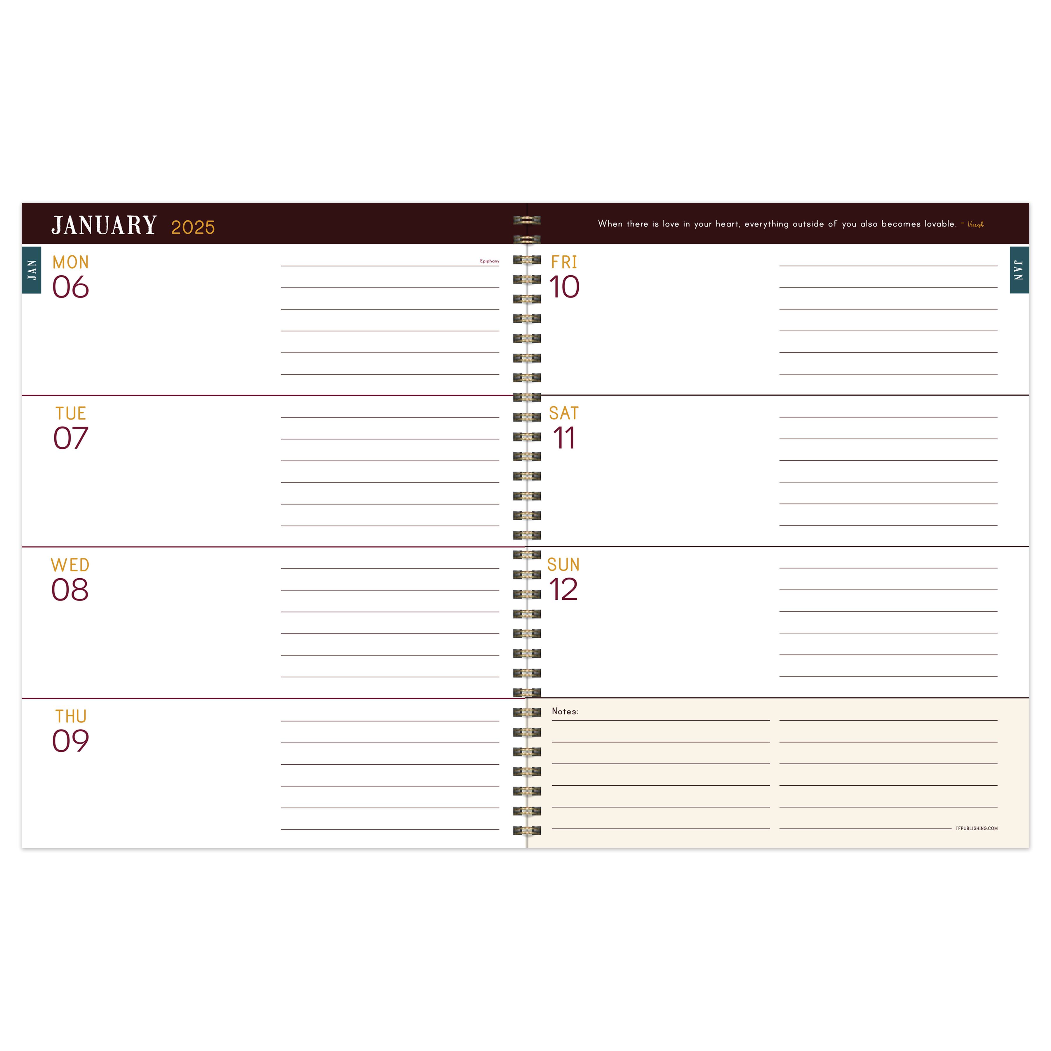 TF Publishing 2025 Large Garden Manor Weekly Monthly Spiral Planner