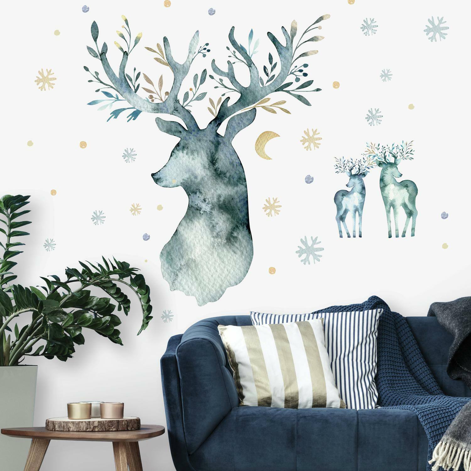 RoomMates Watercolor Winter Deer Peel &#x26; Stick Giant Decals