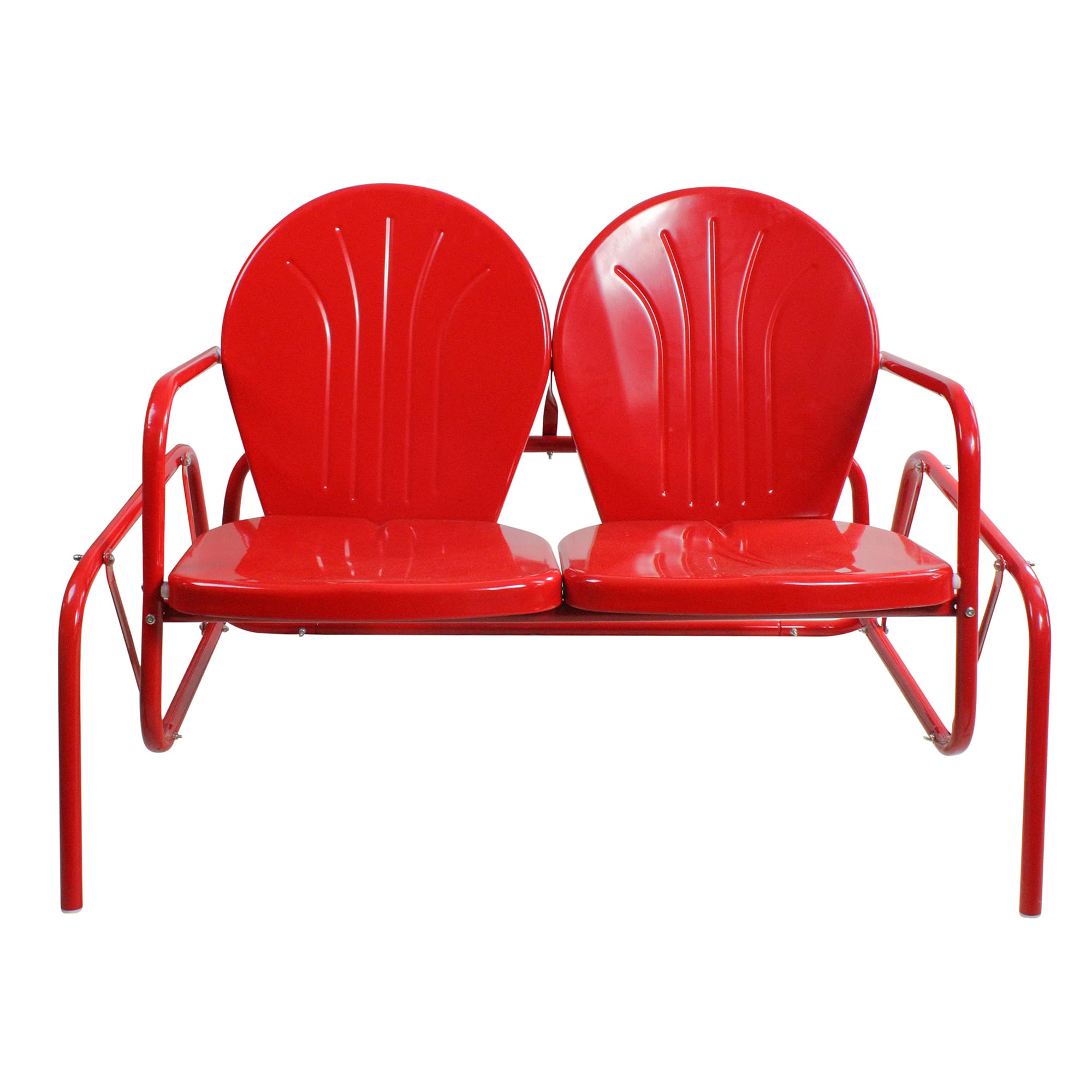 2-Person Outdoor Retro Metal Tulip Double Glider Patio Chair