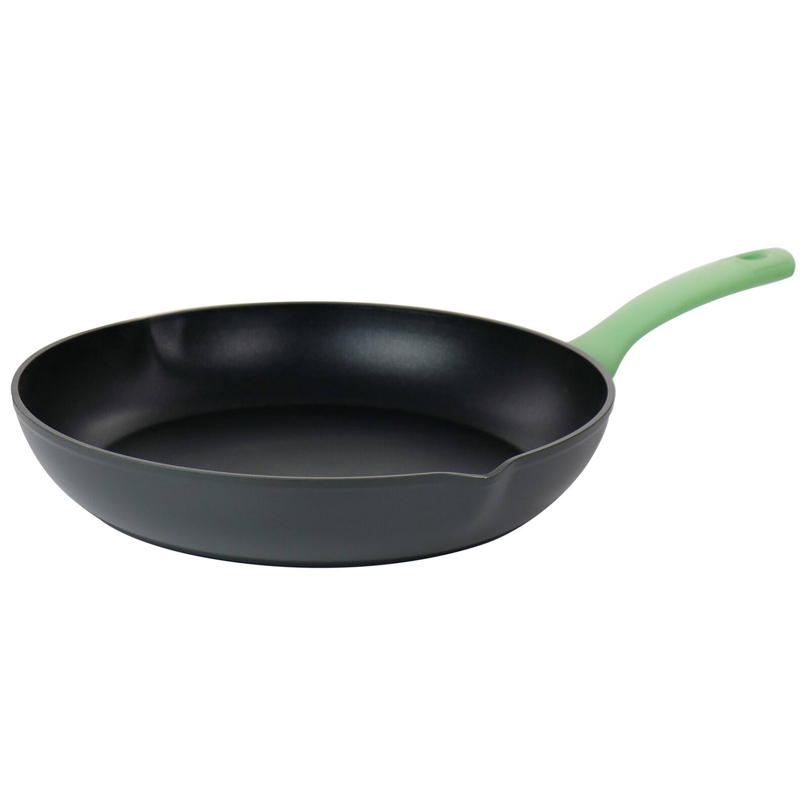 Oster Rigby 12'' Green Aluminum Nonstick Frying Pan with Pouring Spouts
