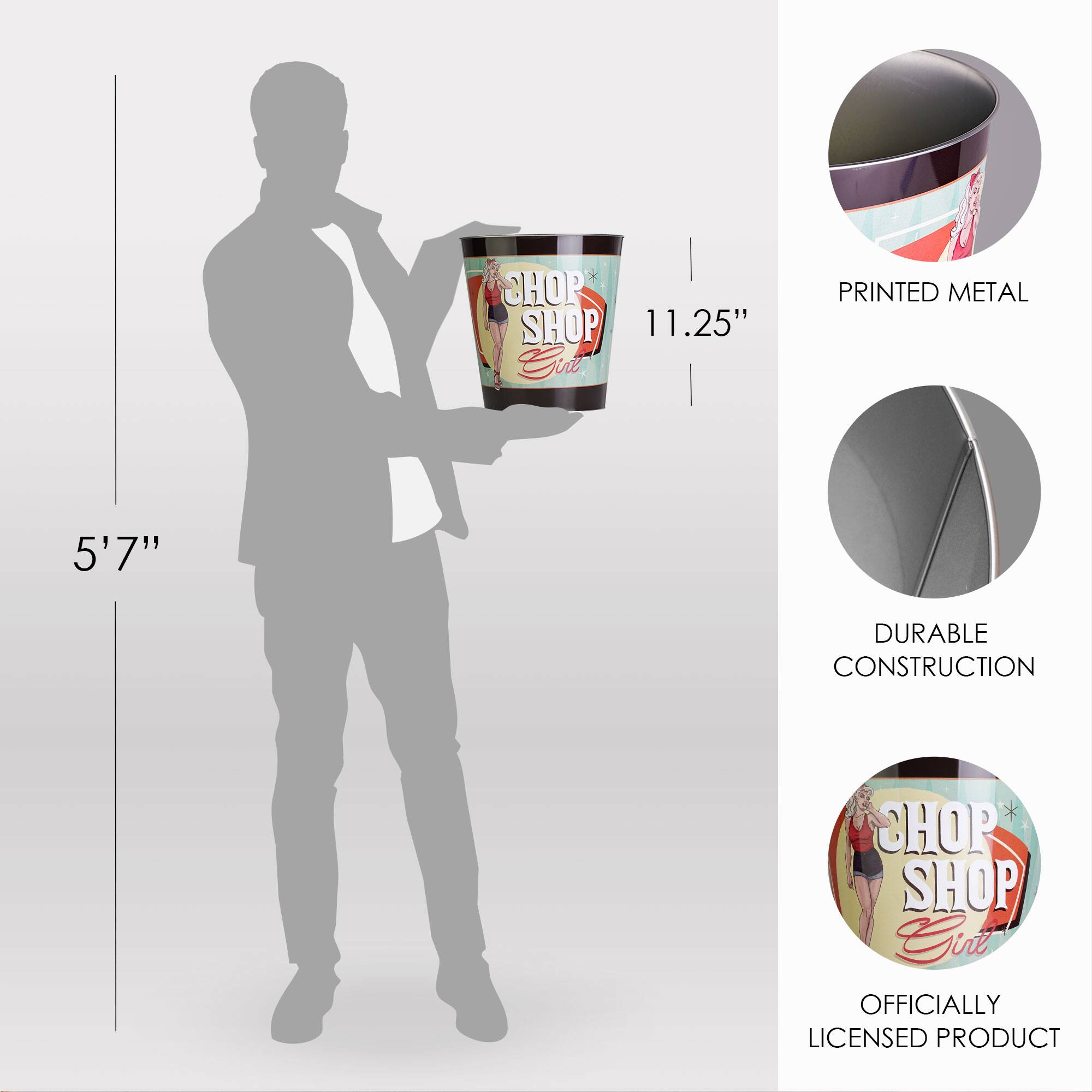 American Art Décor™ 11" Chop Shop Girl Metal Trash Can