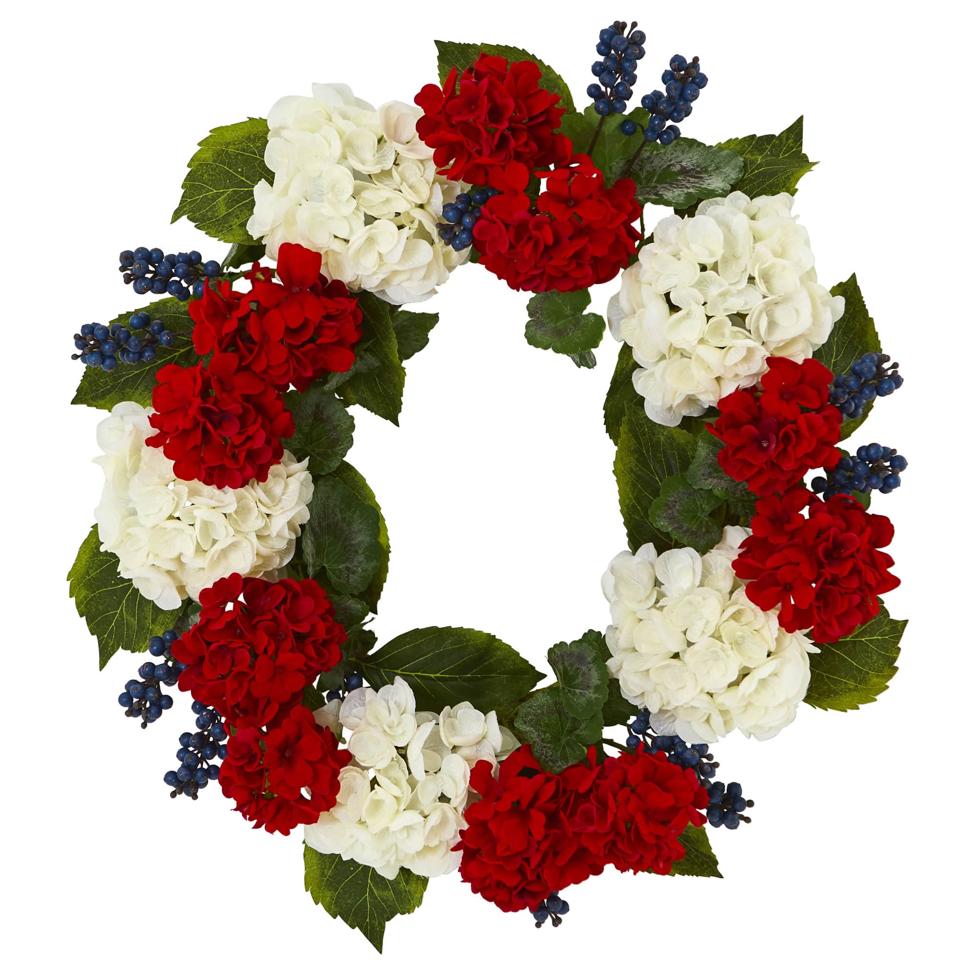 21&#x27;&#x27; White &#x26; Red Geranium with Blueberry Wreath