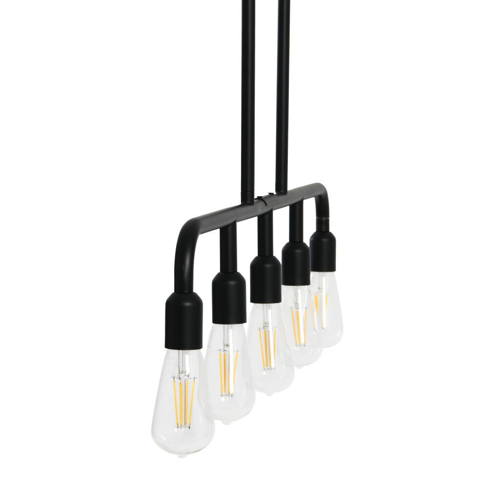 Hello Honey® Robert Stevenson Lighting Benson Exposed Bulb Metal 5-Light Linear Chandelier