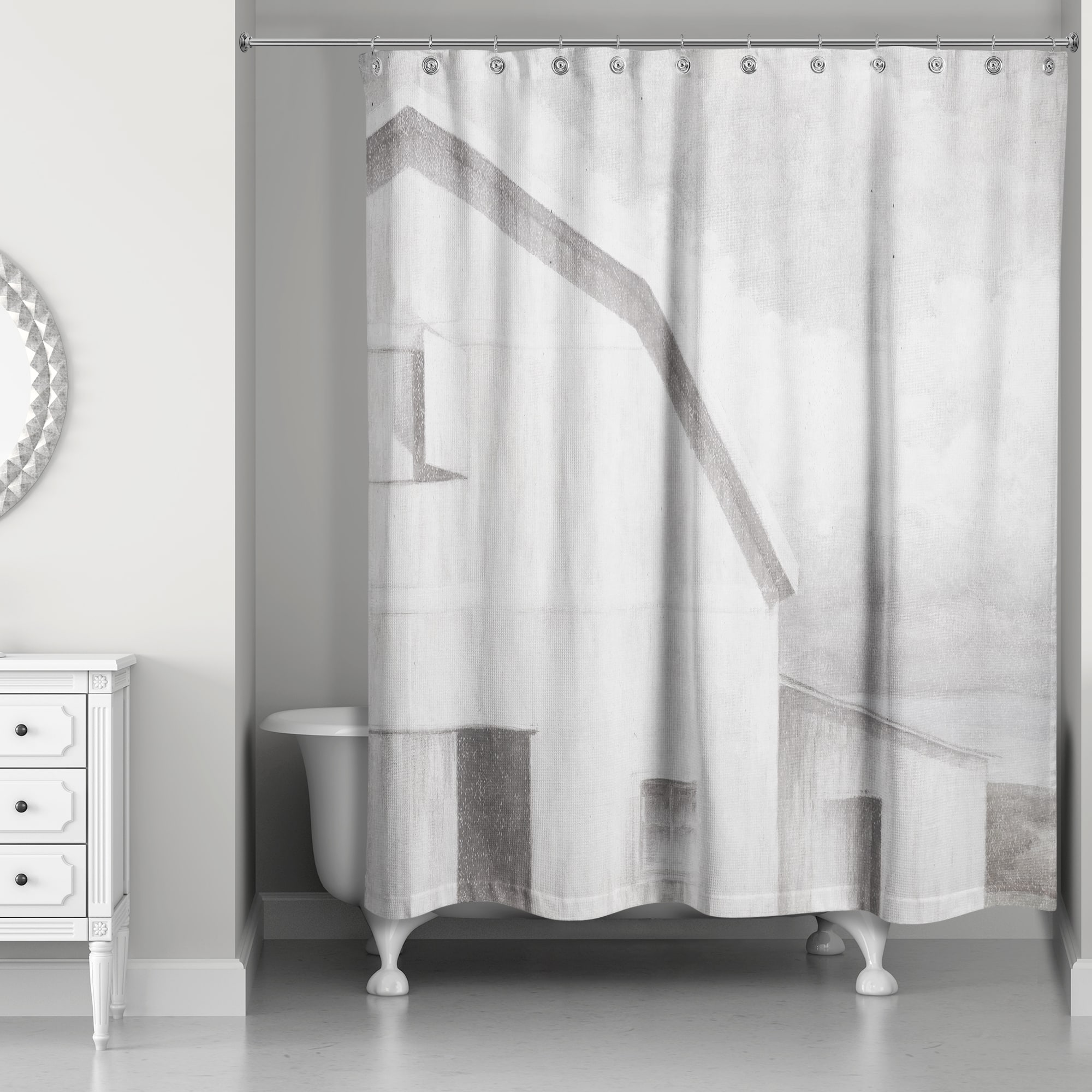 White Neutral Barn 71" x 74" Shower Curtain