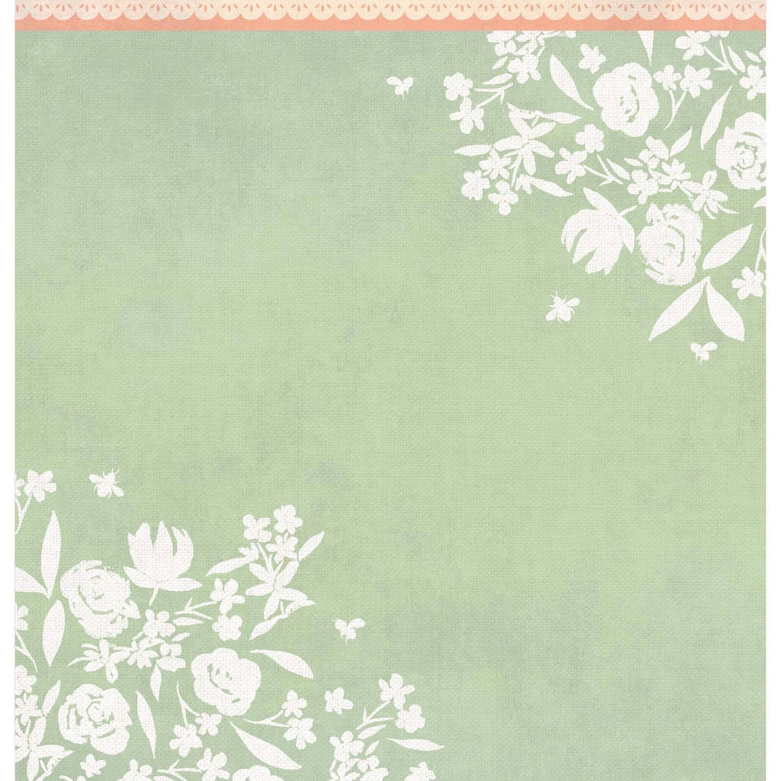 K &#x26; Company Antique Garden Wallpaper Stripe Double-Sided Paper, 25 Sheets