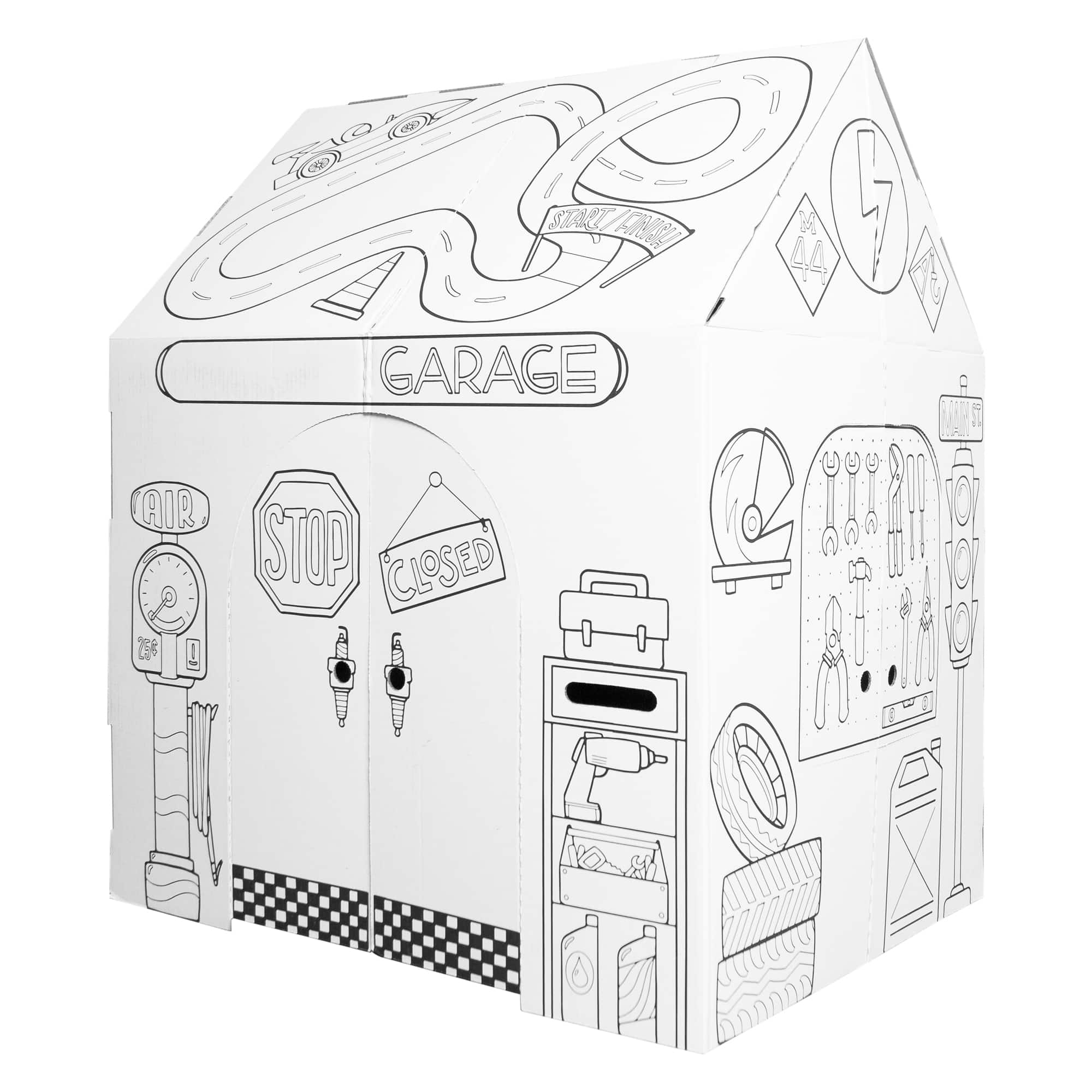 Easy Playhouse Pit Stop Garage Cardboard Playhouse