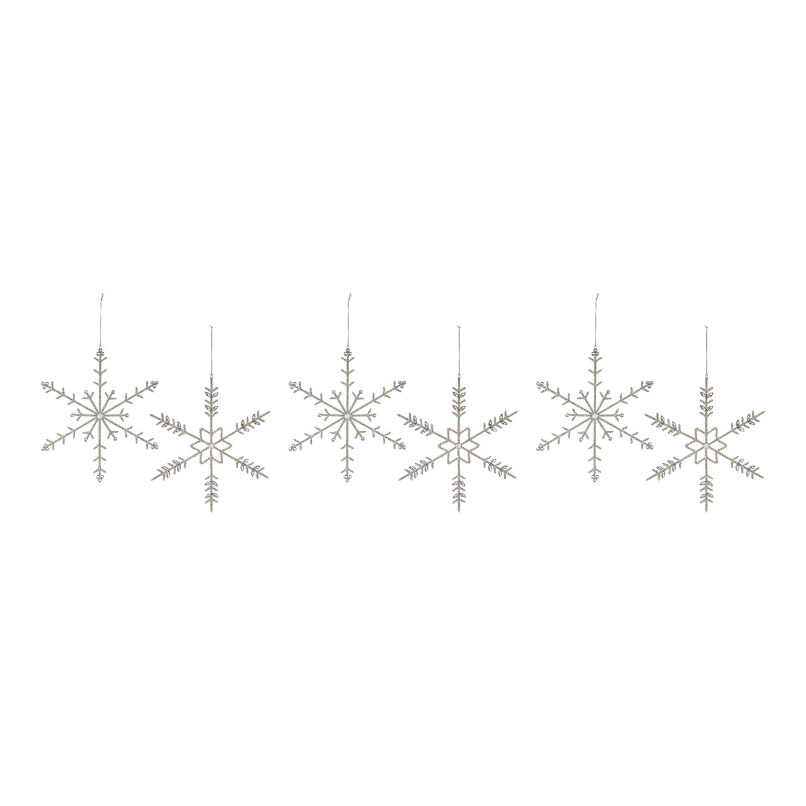 6ct. Jeweled Silver Metal &#x26; Glass Snowflake Ornaments
