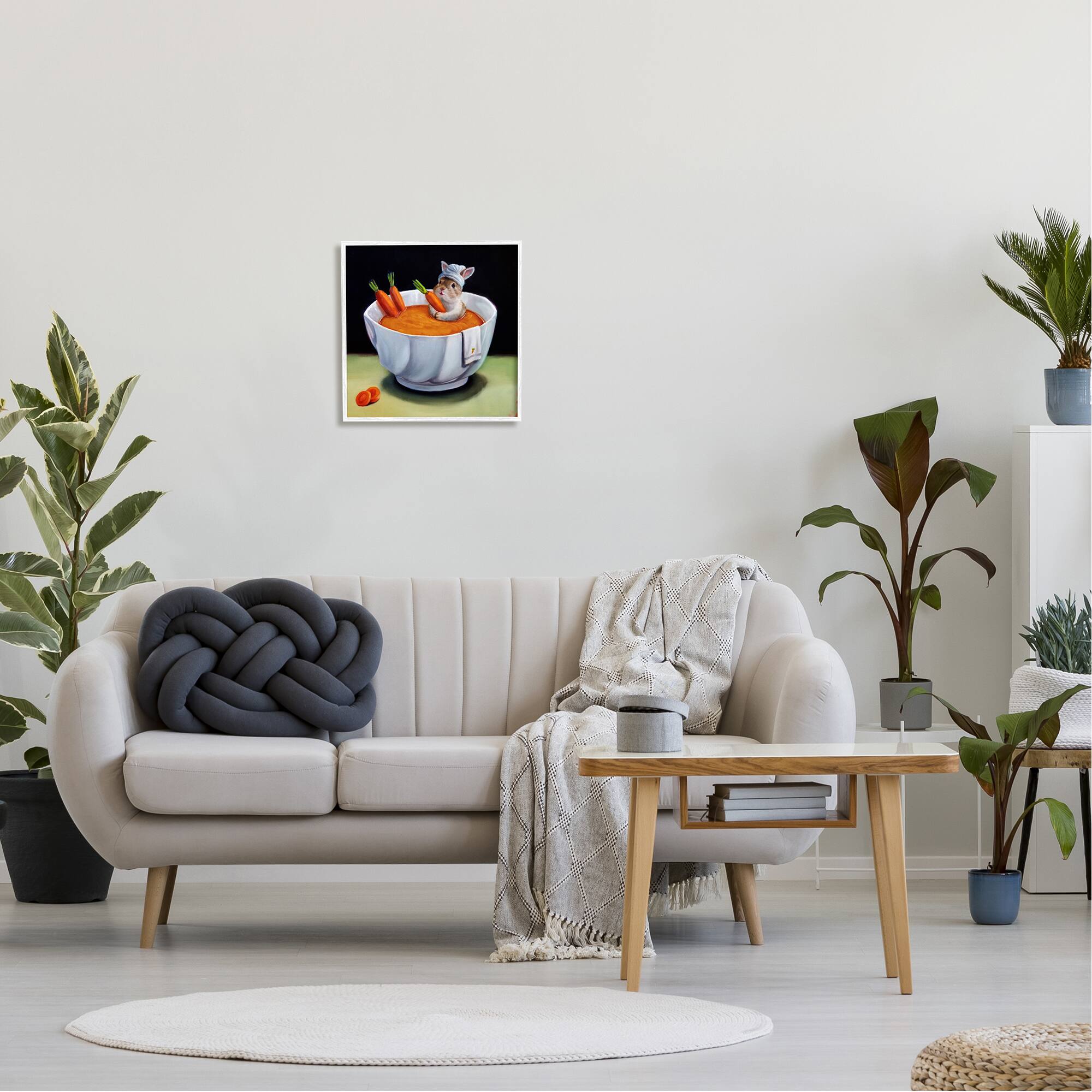 Stupell Industries Bunny Rabbit Carrot Vegetable Soup Bath Framed Giclee Art