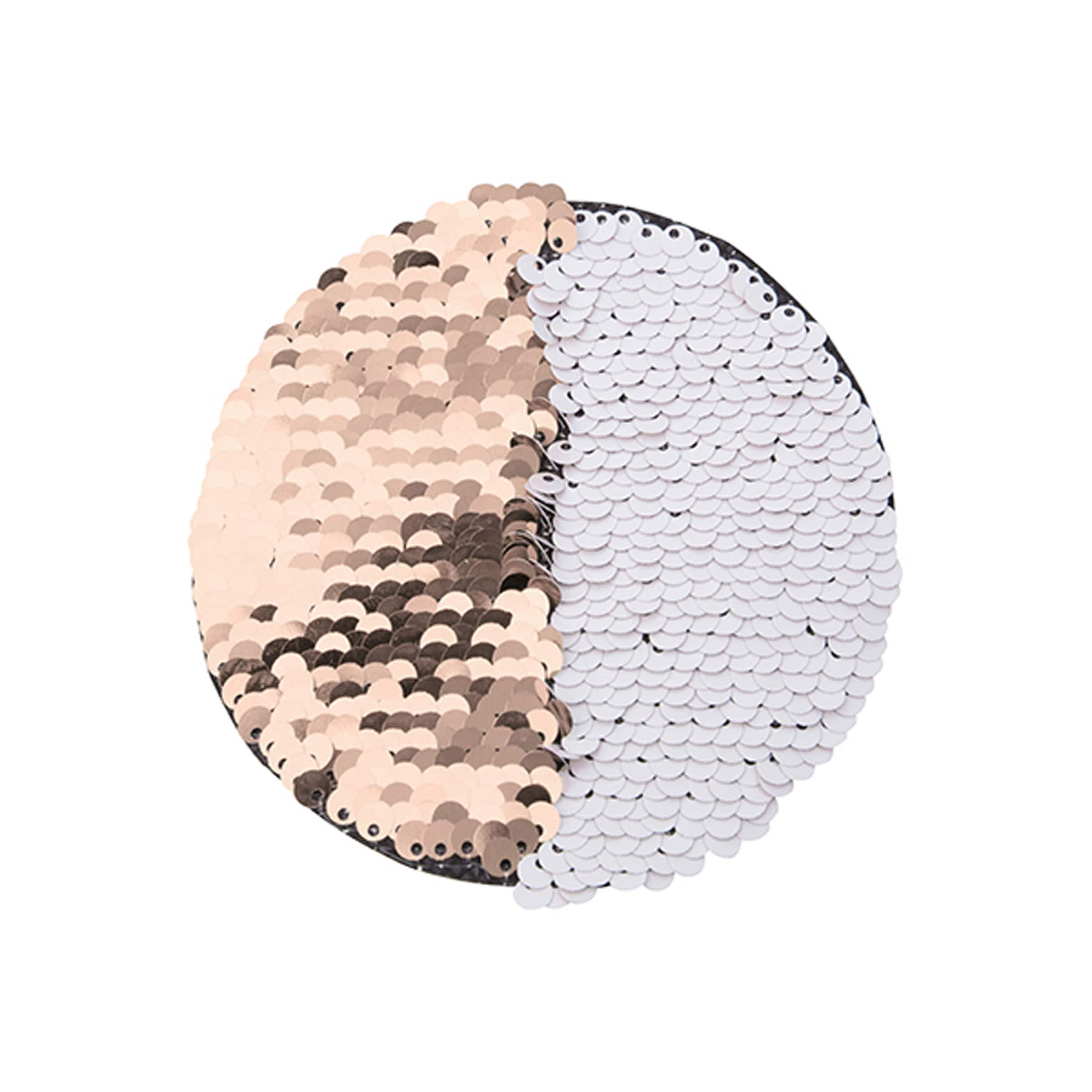 Craft Express 4&#x22; Round Champagne &#x26; White Sublimation Sequin Patches, 2ct.