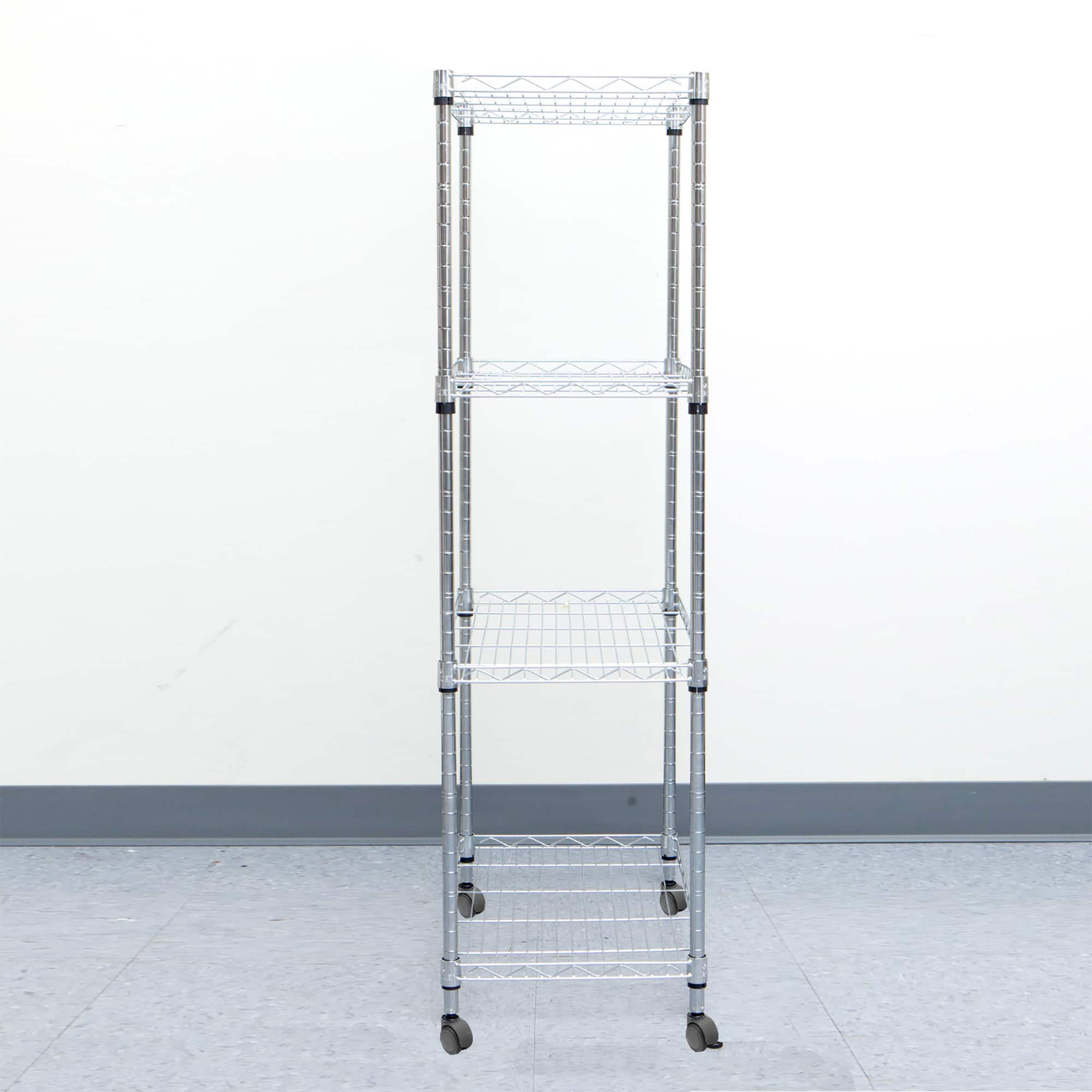 Mind Reader Adjustable 4-Tier Metal Storage Rack with Wheels