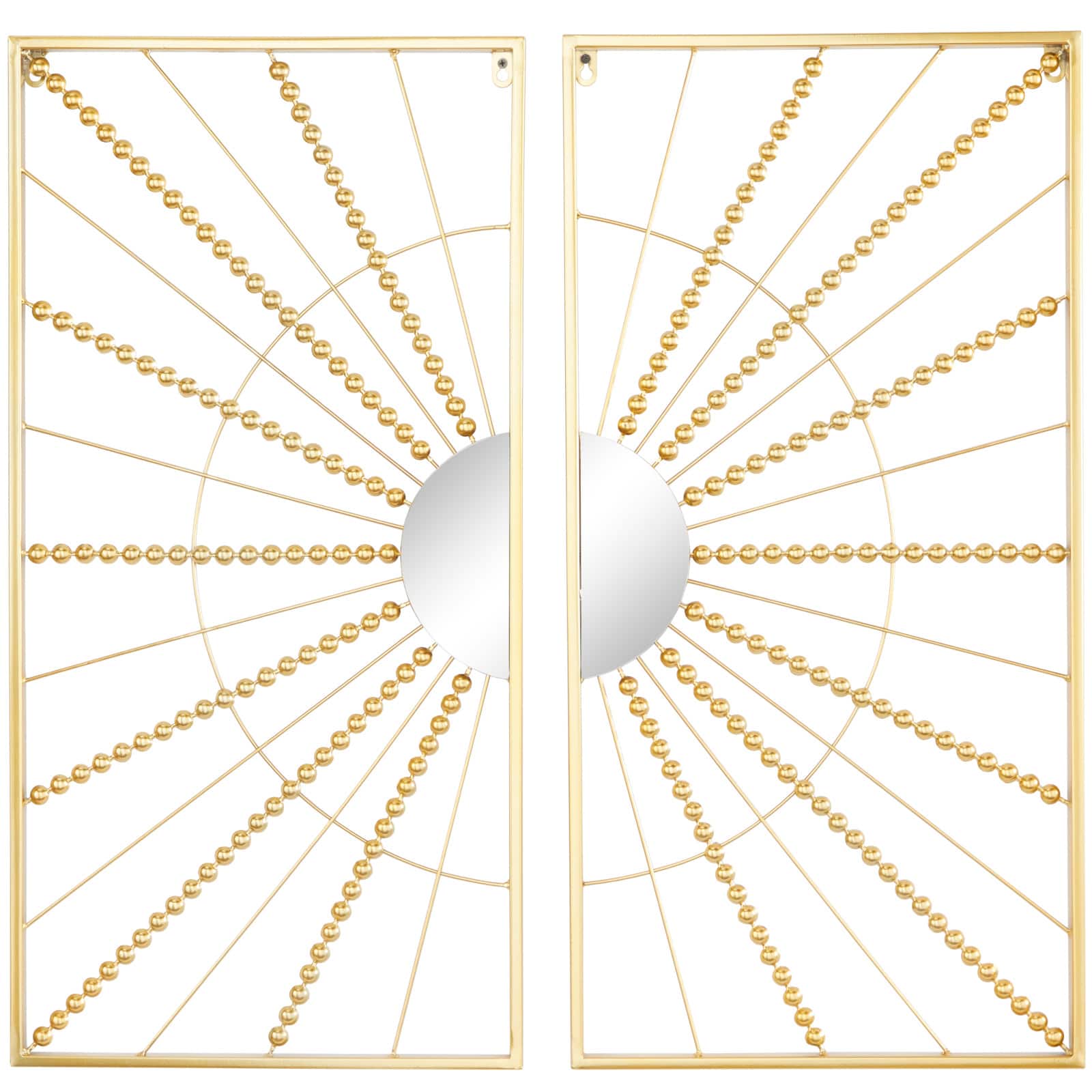 CosmoLiving by Cosmopolitan Gold Metal Half Moon Mirror Geometric Wall Decor with Gold Frame Set of 2 16&#x22;, 32&#x22;