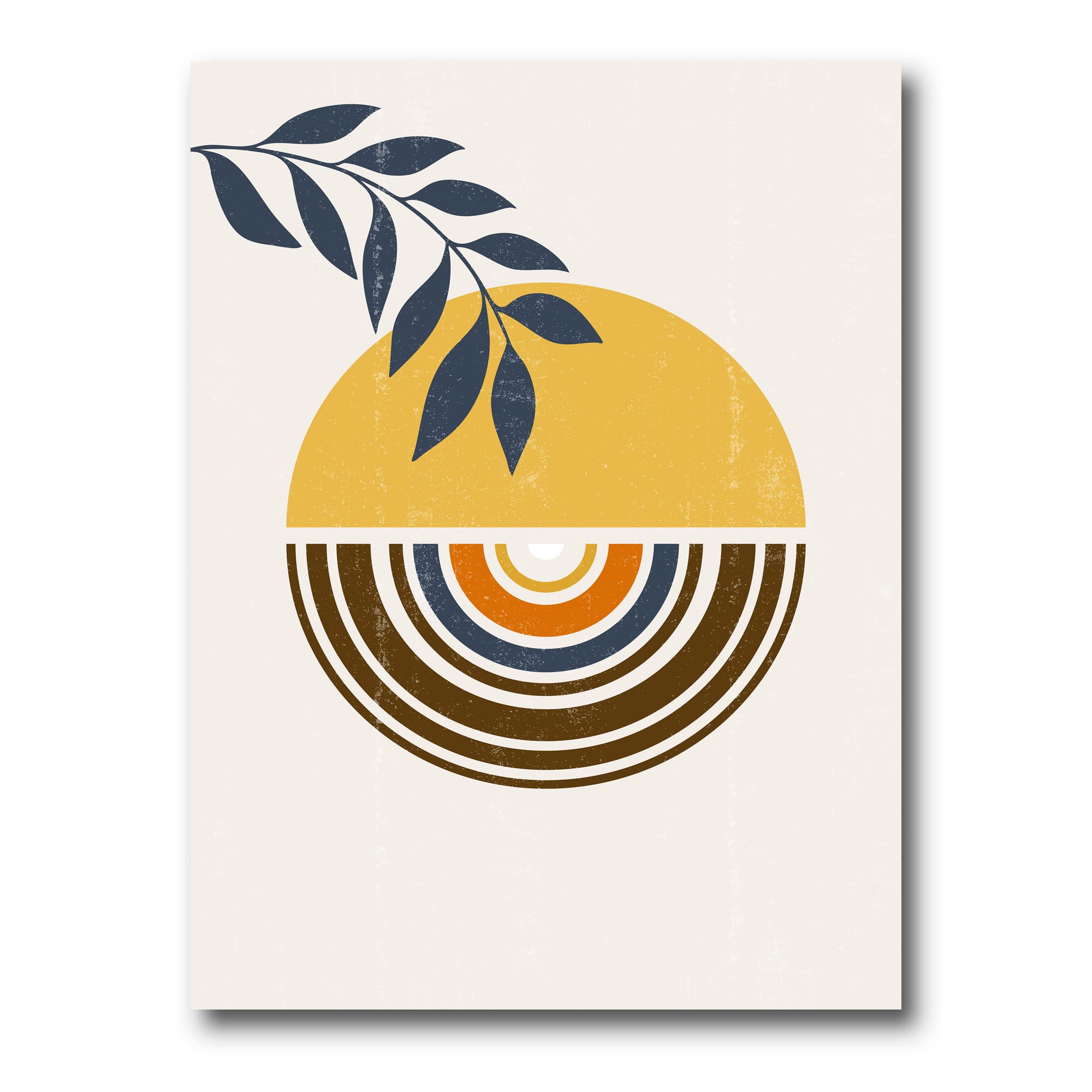 Designart - Abstract Sun Moon Leaves III