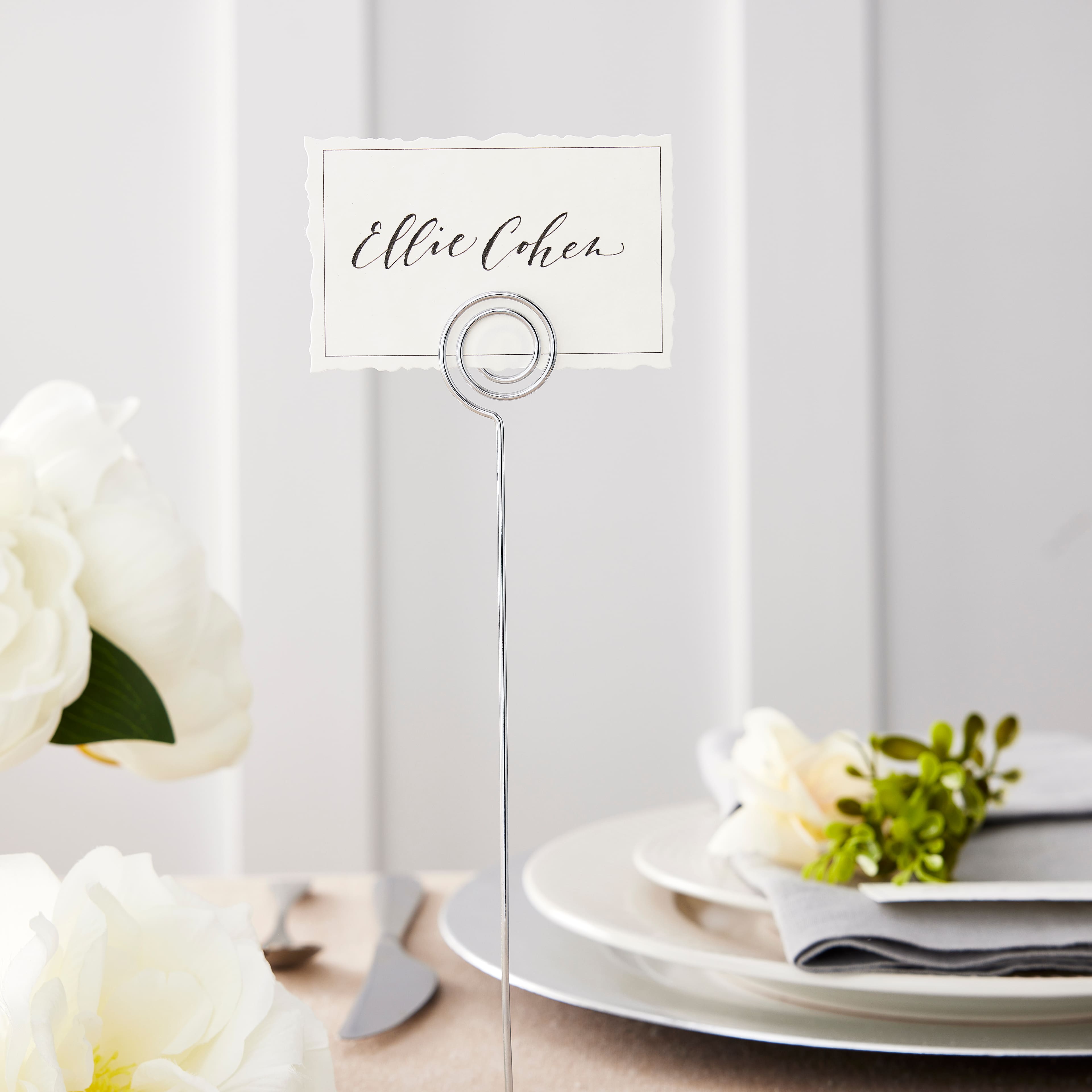 6 Packs: 12 ct. (72 total) Silver Ball Place Card Stands by Celebrate It&#x2122; Occasions&#x2122;