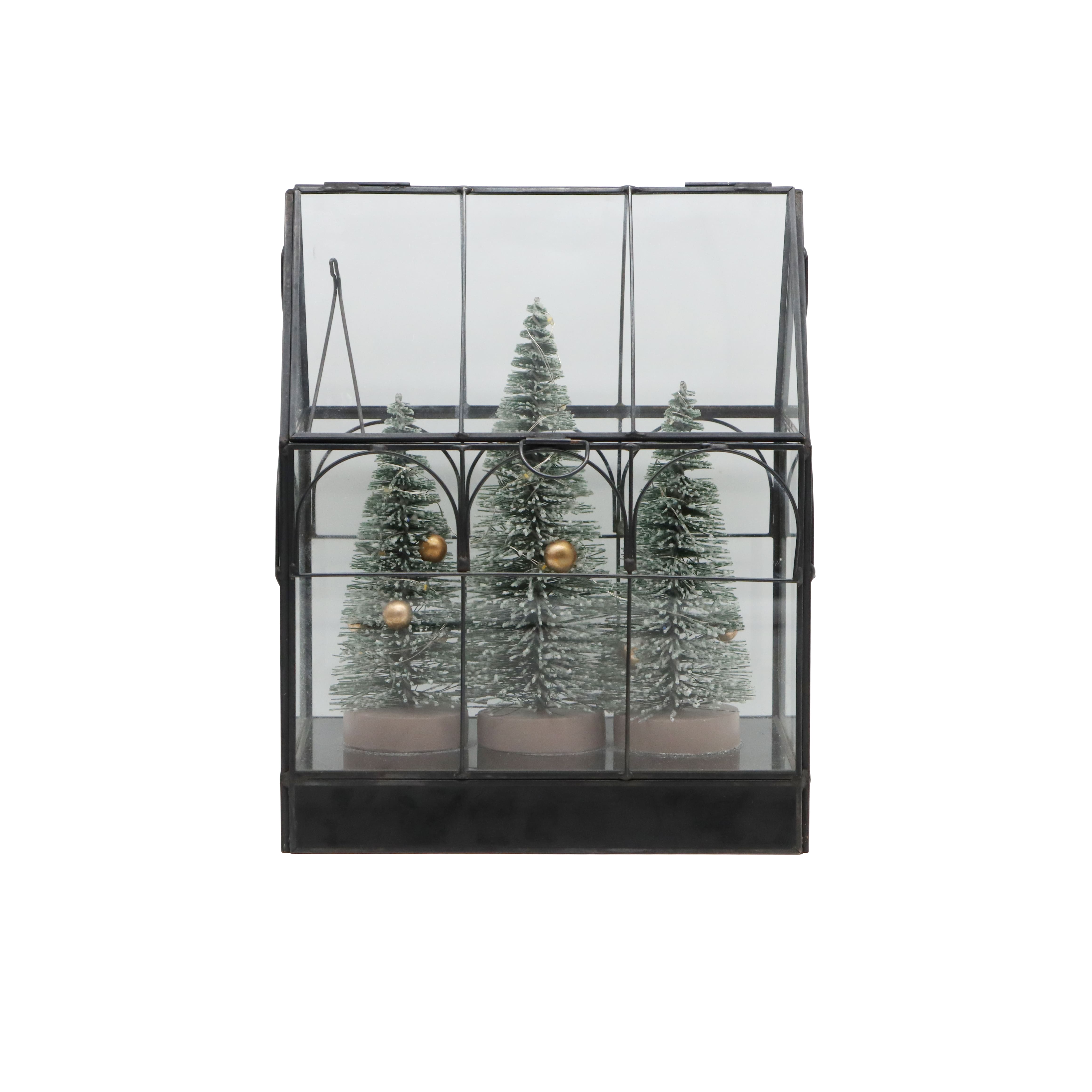 Black Christmas Tree Greenhouse LED Lighted Lantern by Ashland&#xAE;