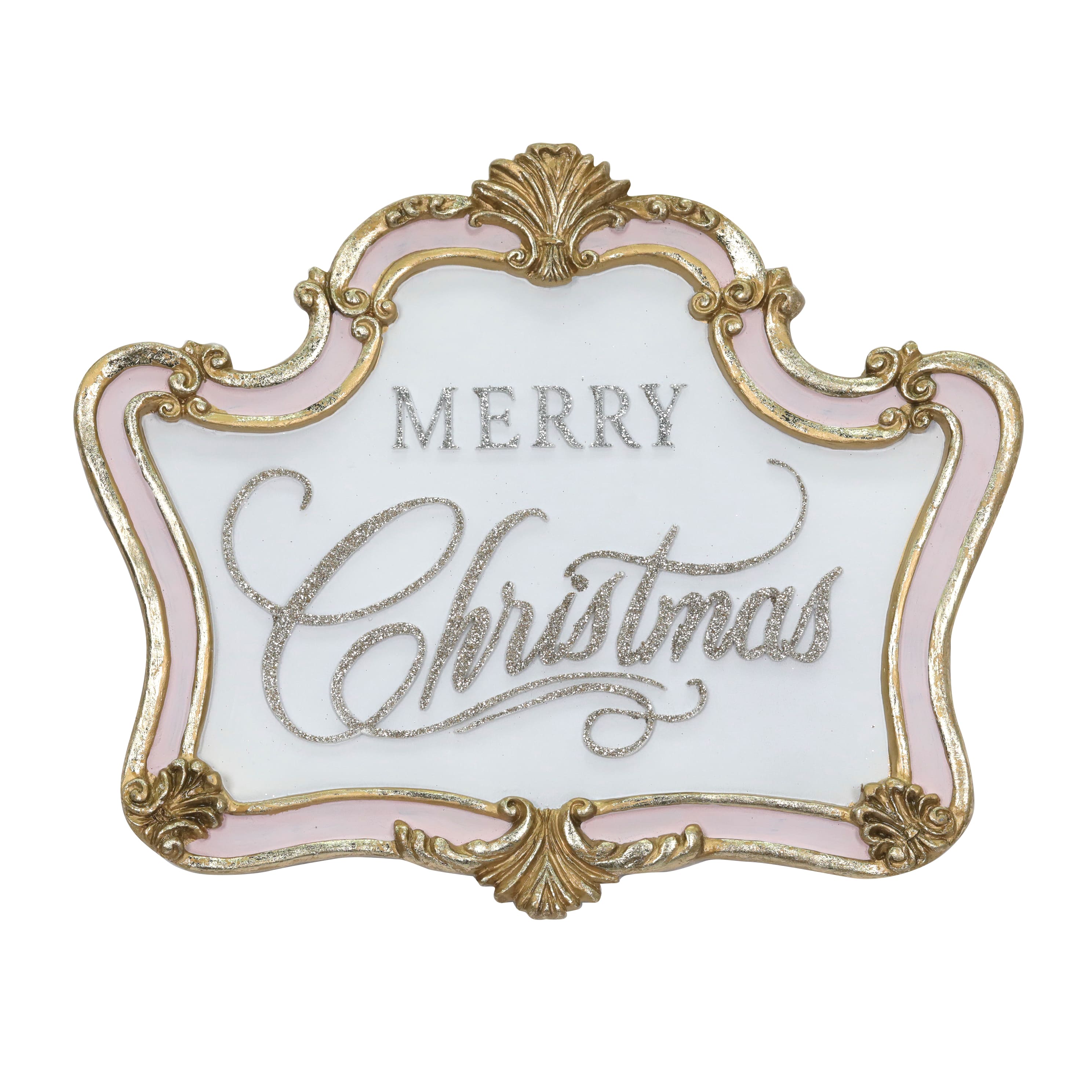 11.75&#x22; Merry Christmas Wall Sign in Ornate Pink &#x26; Gold Frame by Ashland&#xAE;