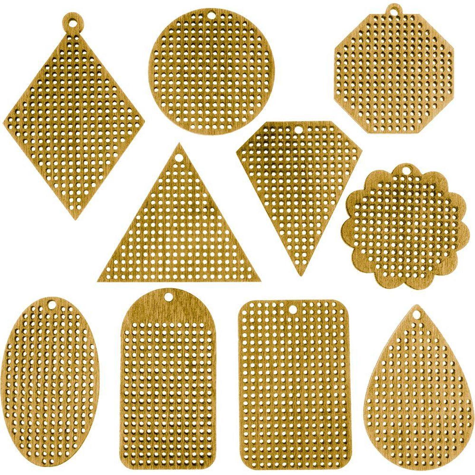 Wonderland Crafts 20 Piece Geometric Wooden Embroidery Blanks