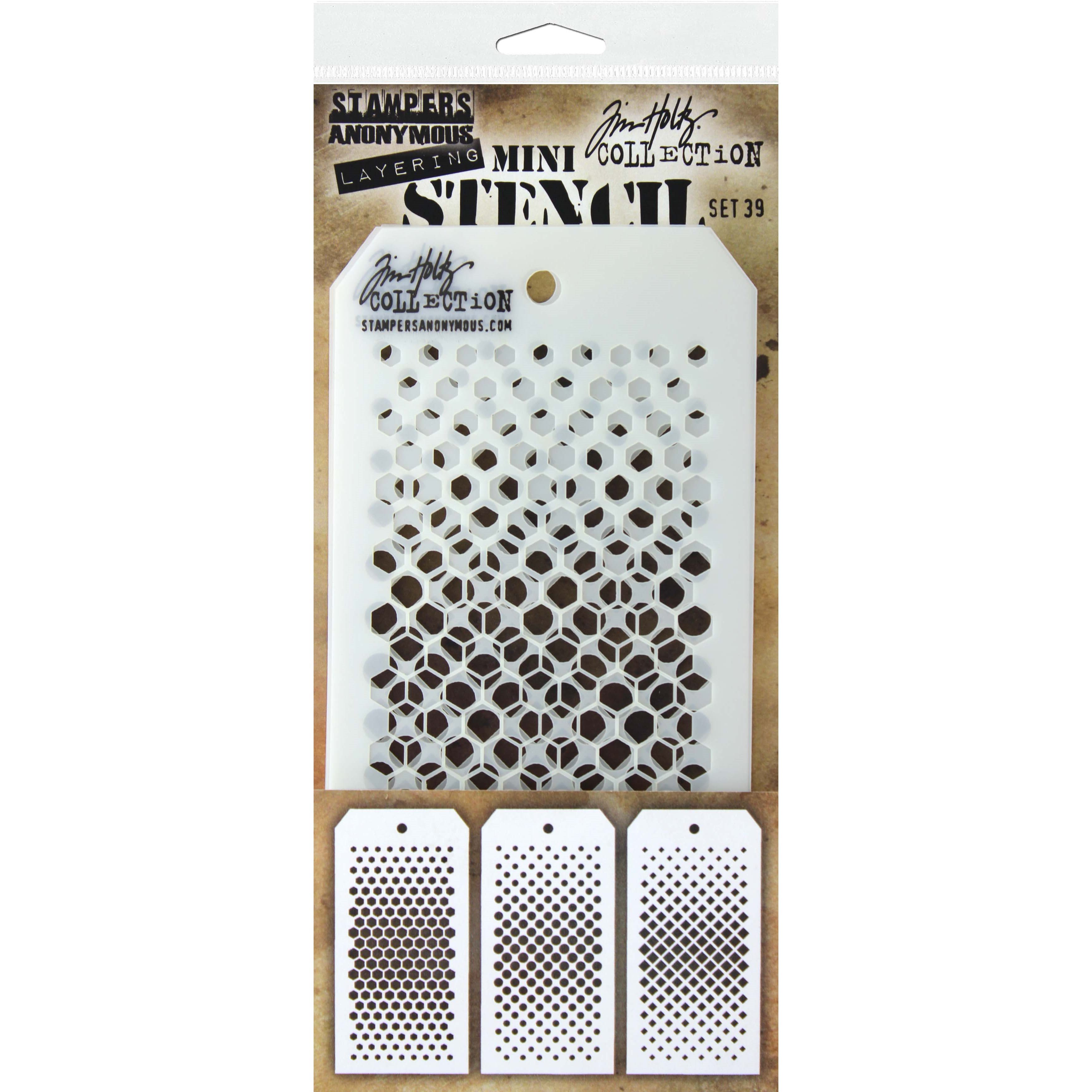 Stampers Anonymous Tim Holtz #39 Mini Layering Stencil Set
