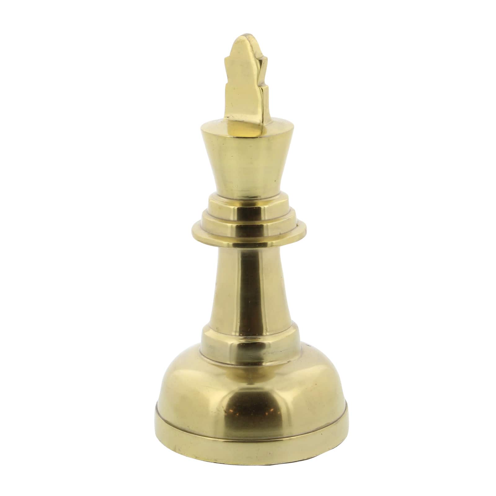 Large Metallic Gold Decorative Chess Piece Sculptures Table Decor, Set of 3, 4" x 4" x 9"