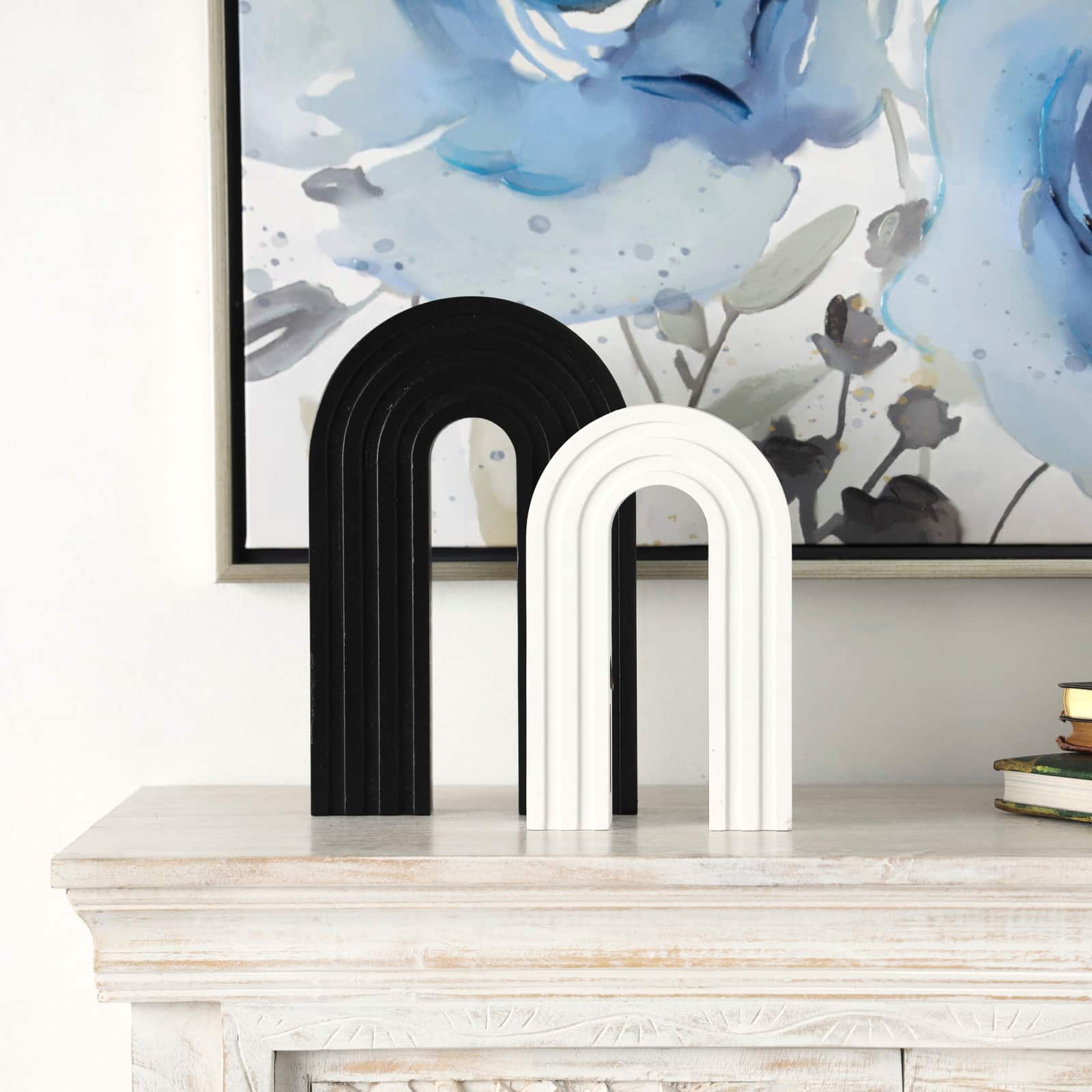 Black & White Geometric Layered Arch Sculpture Set