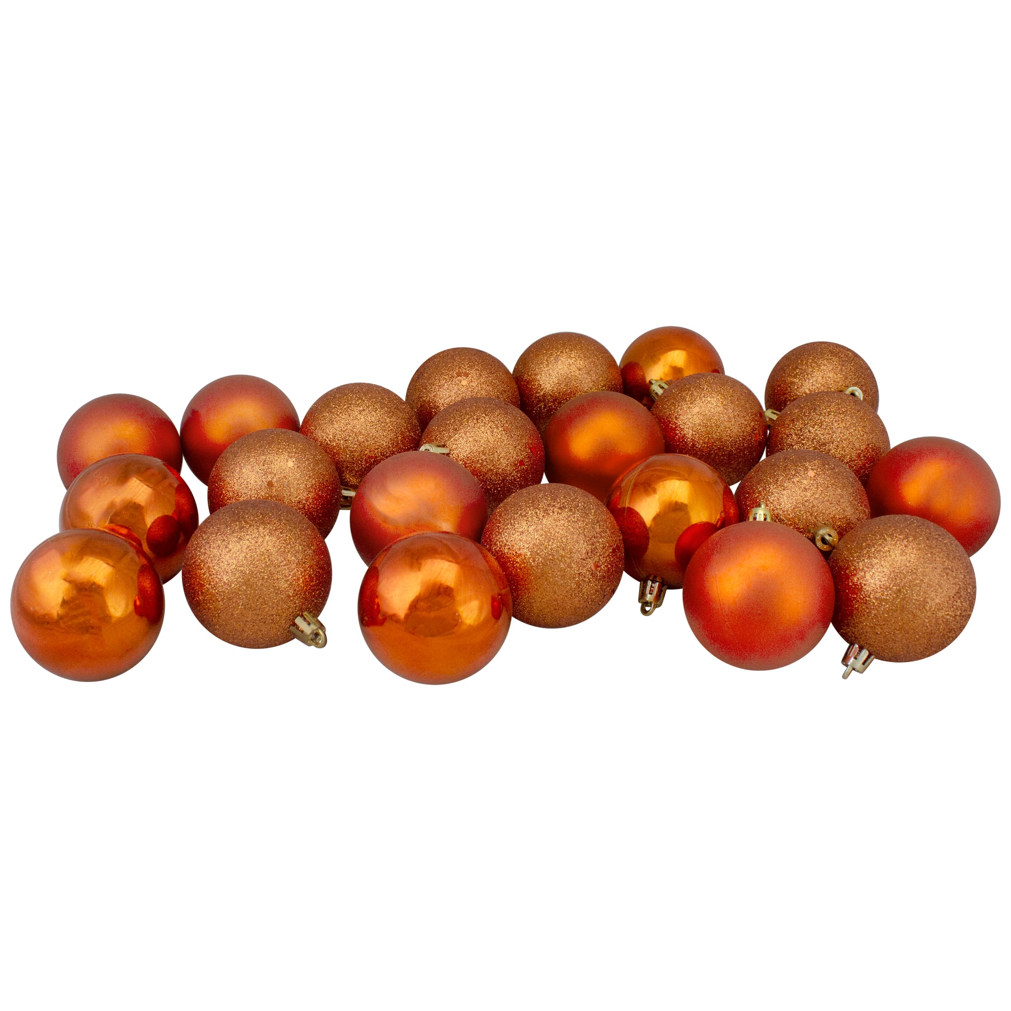 24ct. 2.5&#x22; Orange 4-Finish Shatterproof Christmas Ball Ornaments