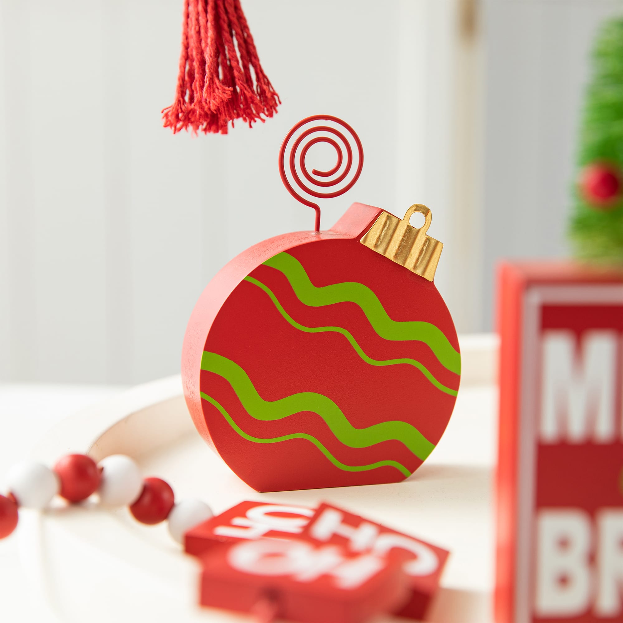 Glitzhome® Christmas Wooden Word Signs & Fabric Santa Set