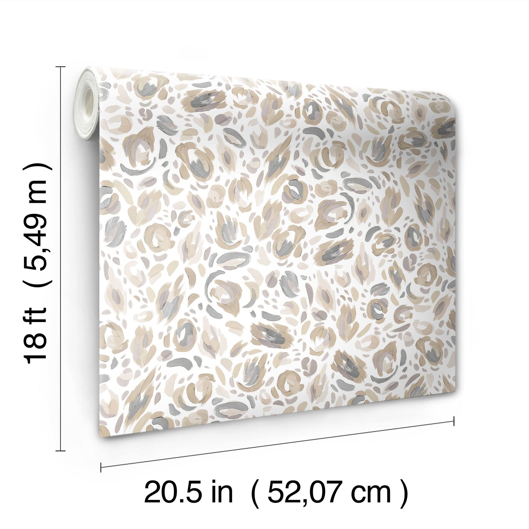 RoomMates Neutral Brushstroke Leopard Peel & Stick Wallpaper