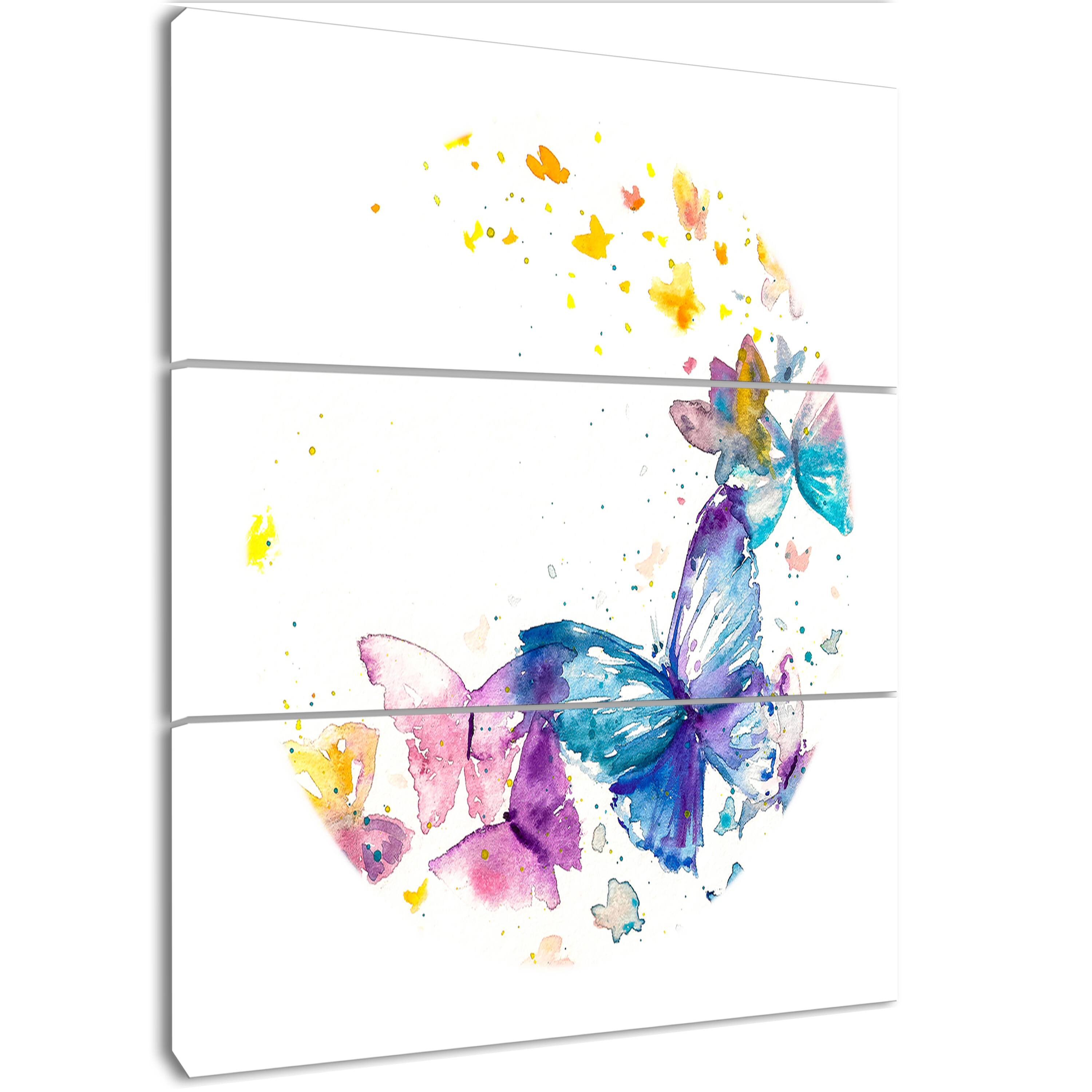 Designart - Butterfly on White Paper - Animals Painting Print on Wrapped Canvas set