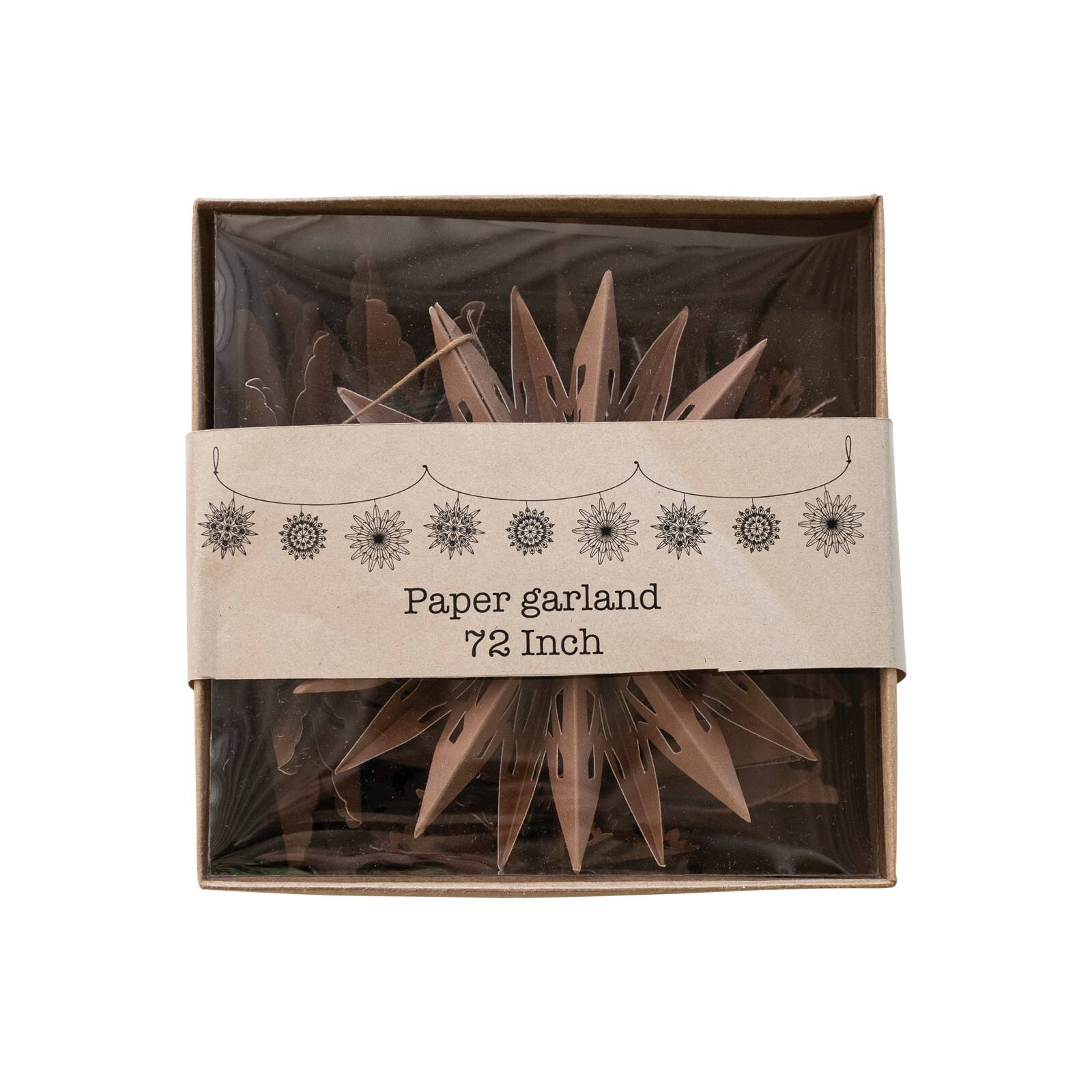 Hello Honey&#xAE; 6ft. Brown Paper Snowflake Garland in Kraft Box