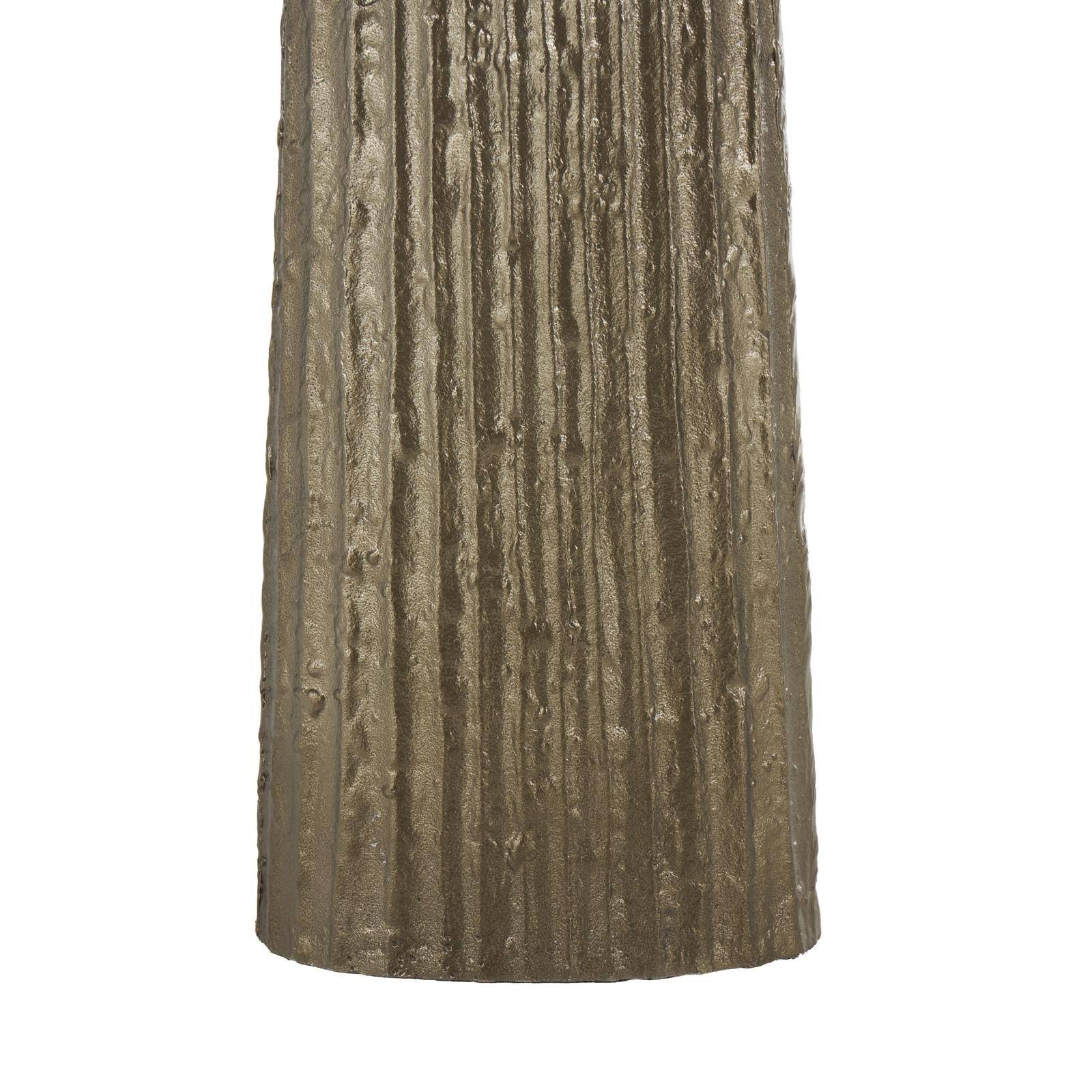 35.5" Brass Aluminum Metal Slim Flat Tall Floor Cone Vase with Textured Ridges