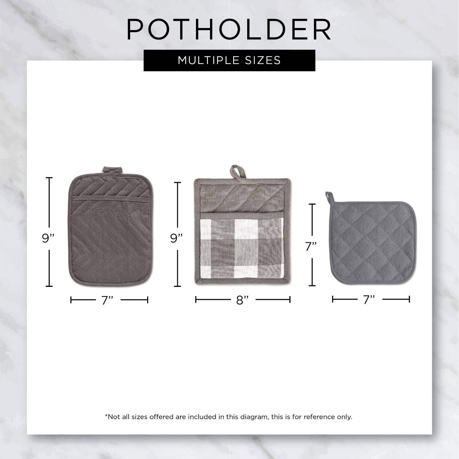 DII Gray Lattice Potholder (Set of 2) - Heat Resistant Cloth Pot