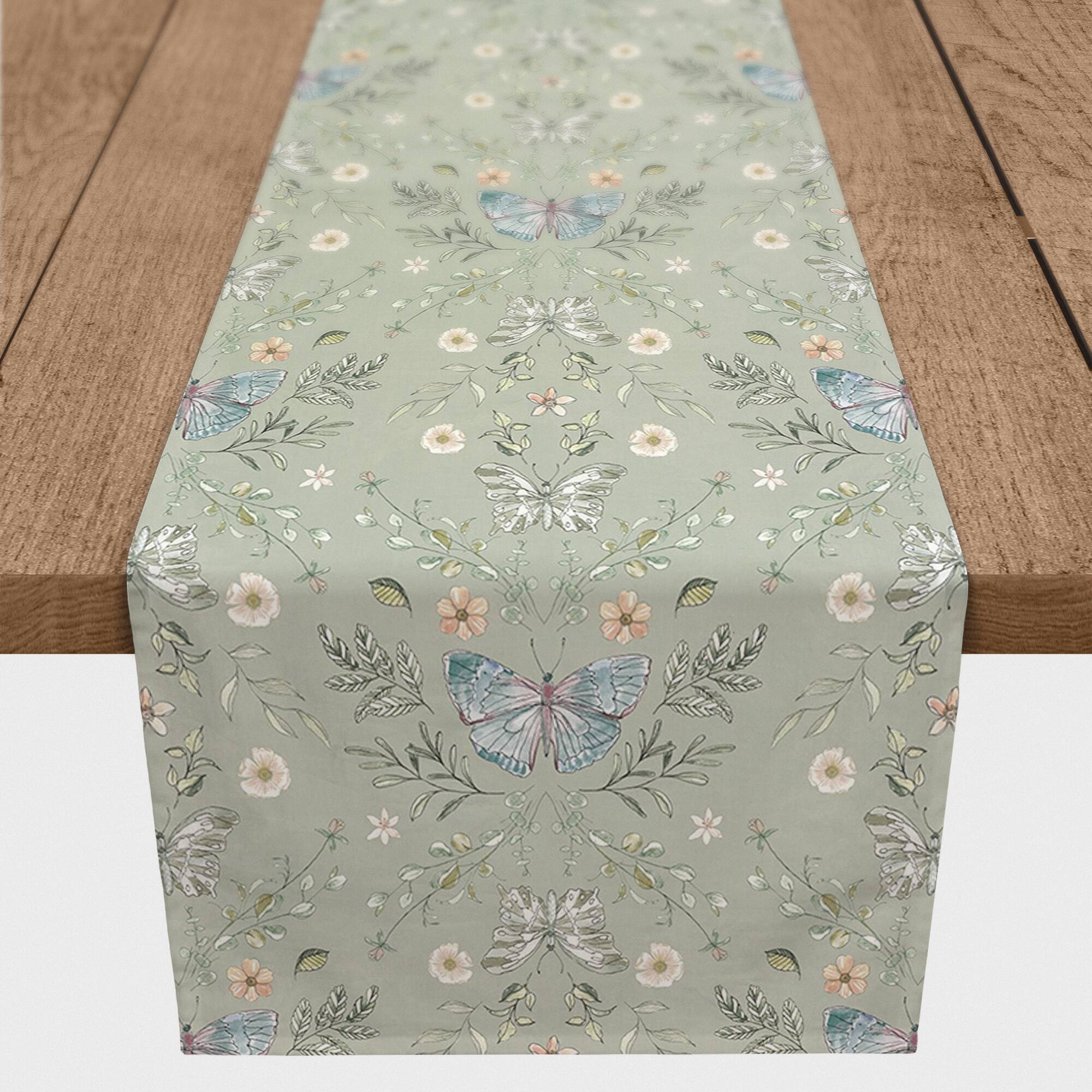 72" Butterfly Pattern Cotton Twill Runner