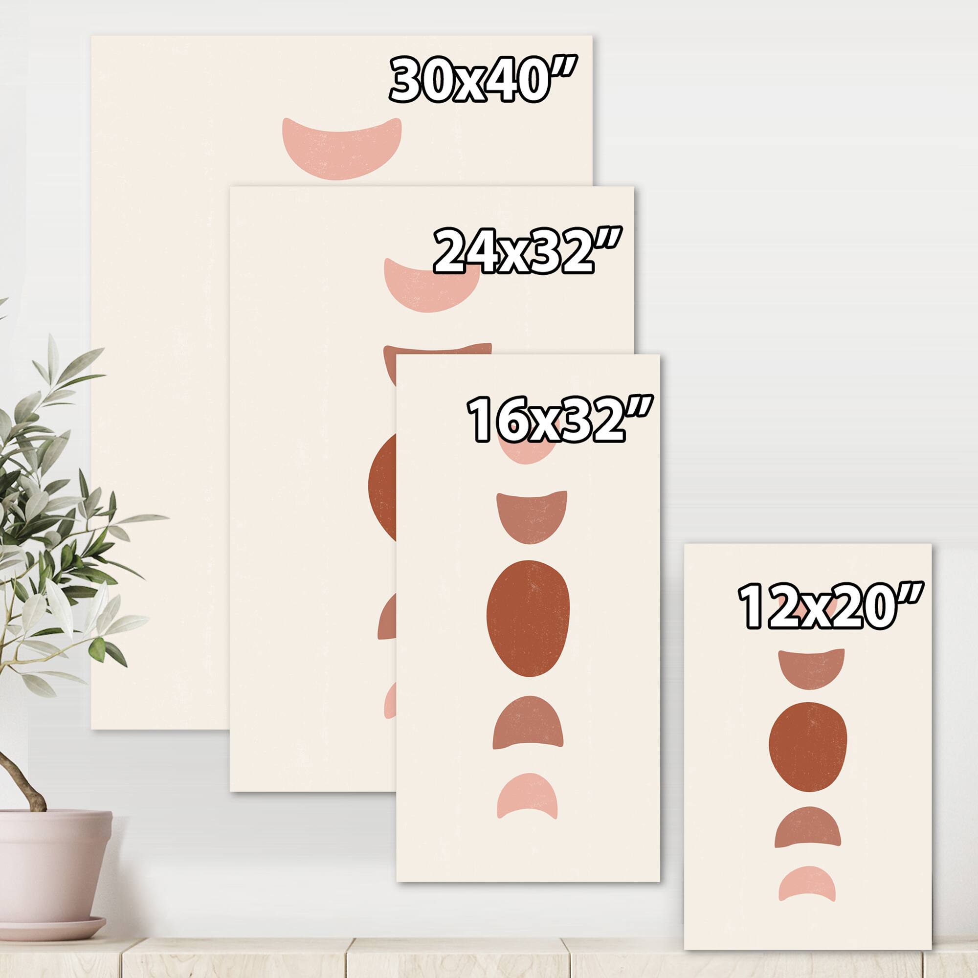 Designart - Minimal Moon Phases - Modern Canvas Wall Art Print