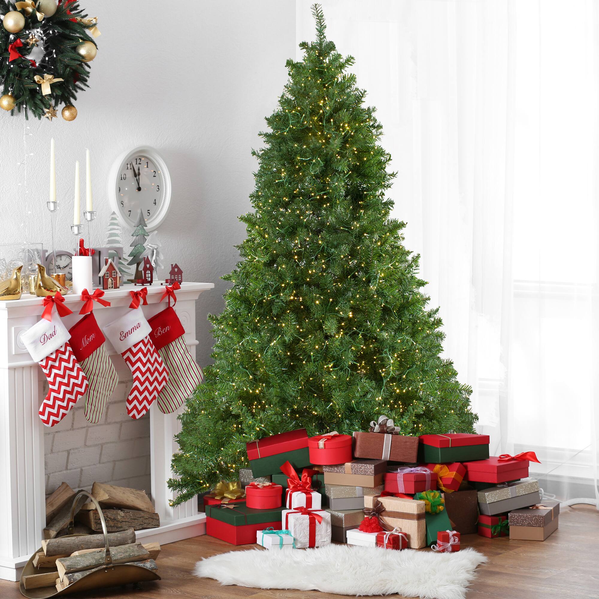 7.5ft. Pre-Lit Full Pike River Fir Artificial Christmas Tree, Multicolor LED Lights