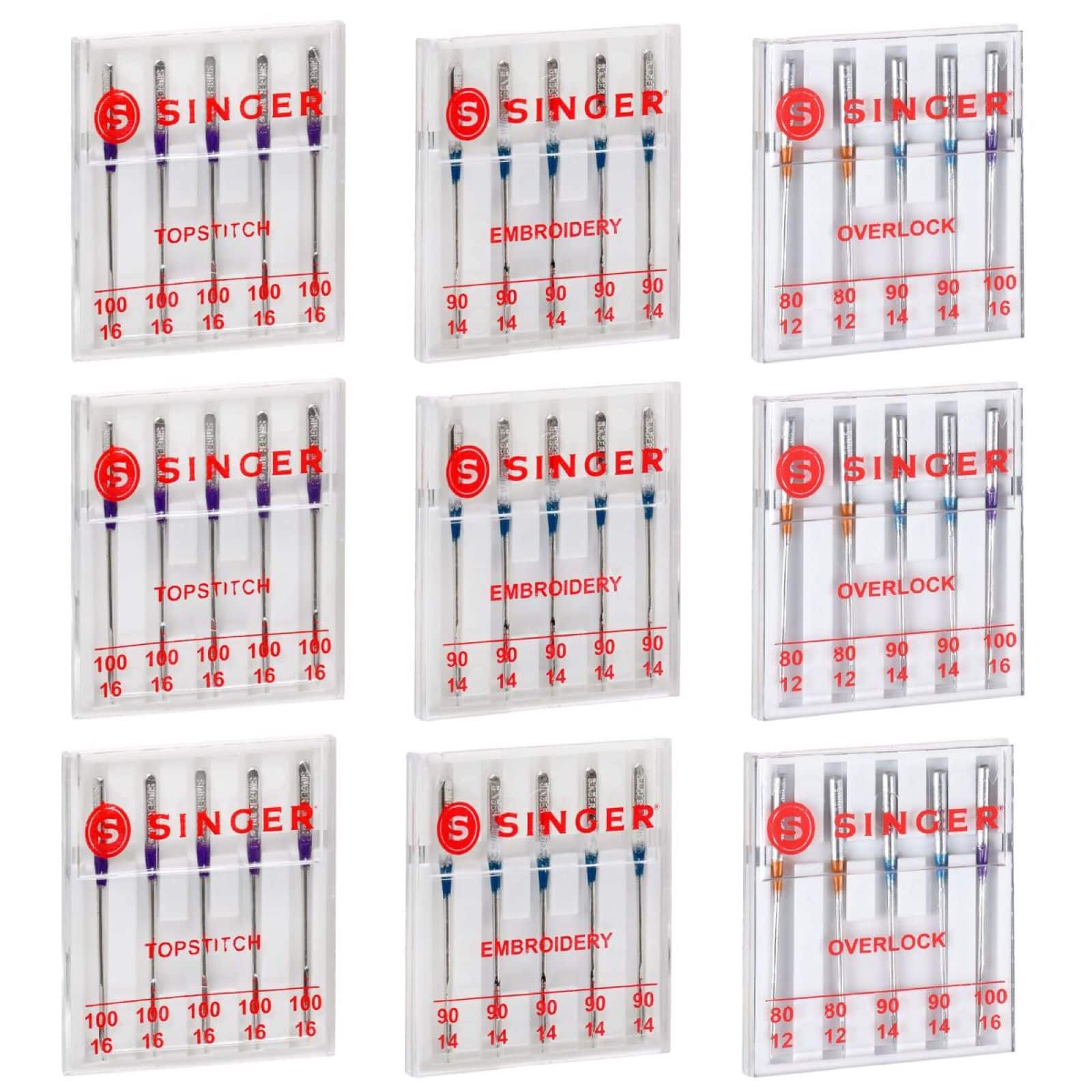 SINGER® Overlock, Topstitch & Embroidery Sewing Machine Needles, 45ct.