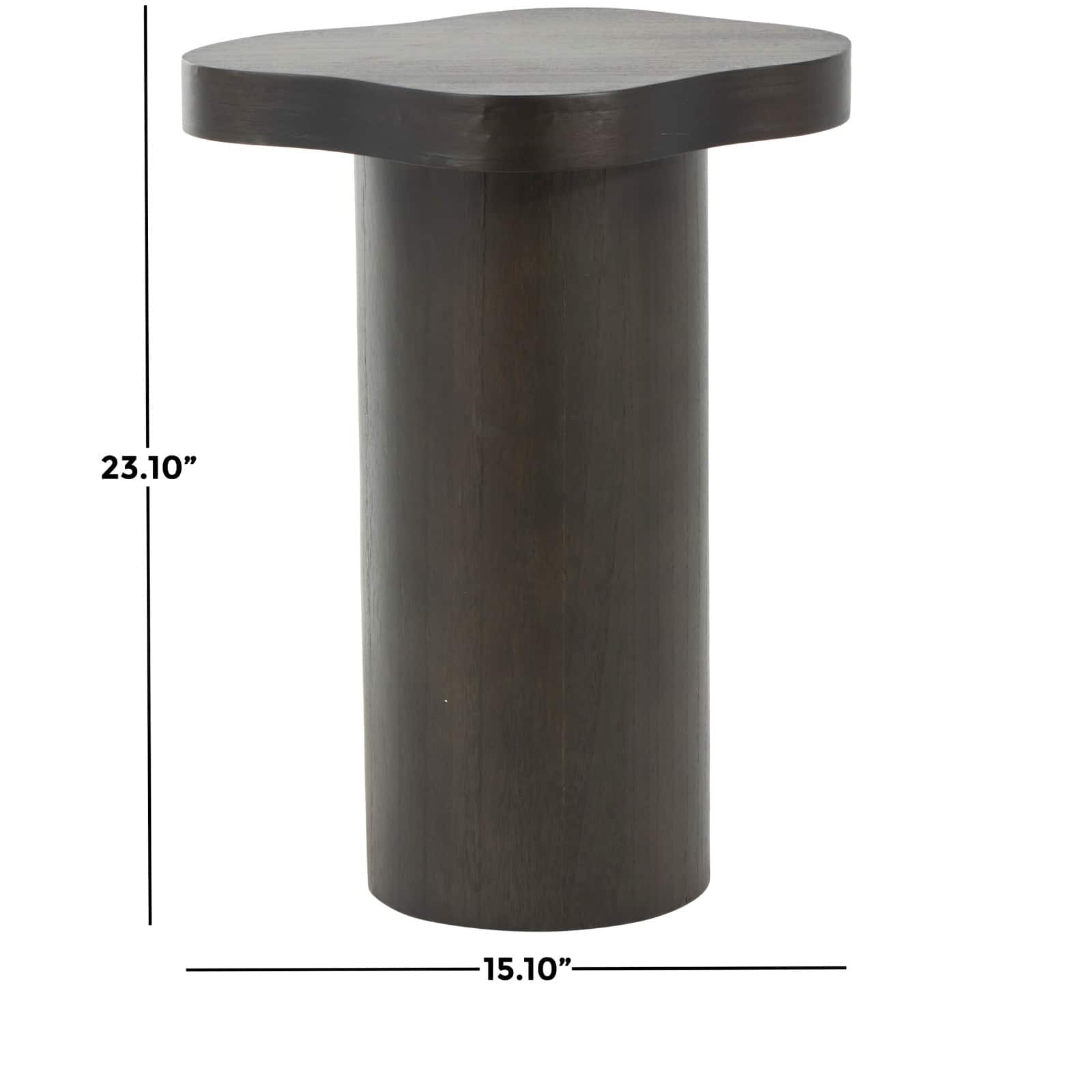 23" Black Pedestal Side End Accent Table with Rounded Square Top