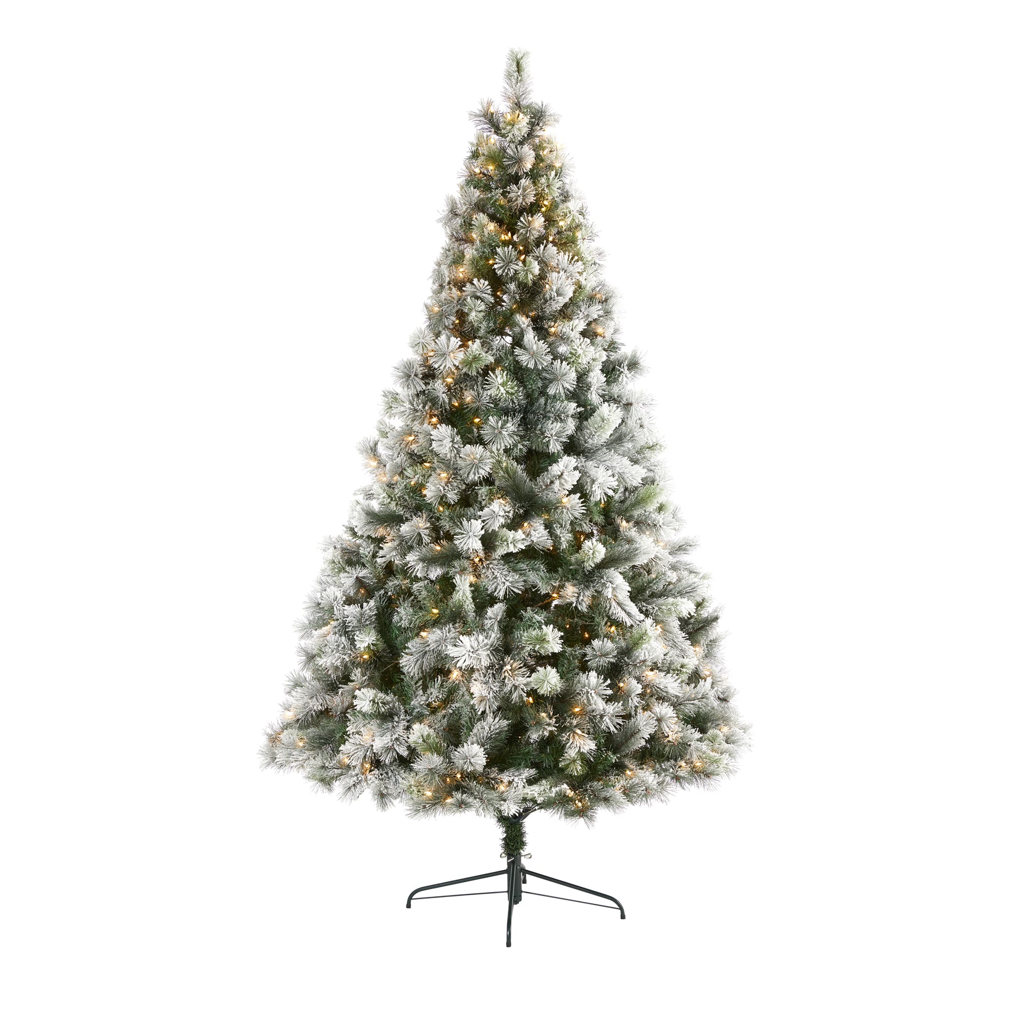 8ft. Pre-Lit Flocked Oregon Pine Artificial Christmas Tree, Clear LED Lights
