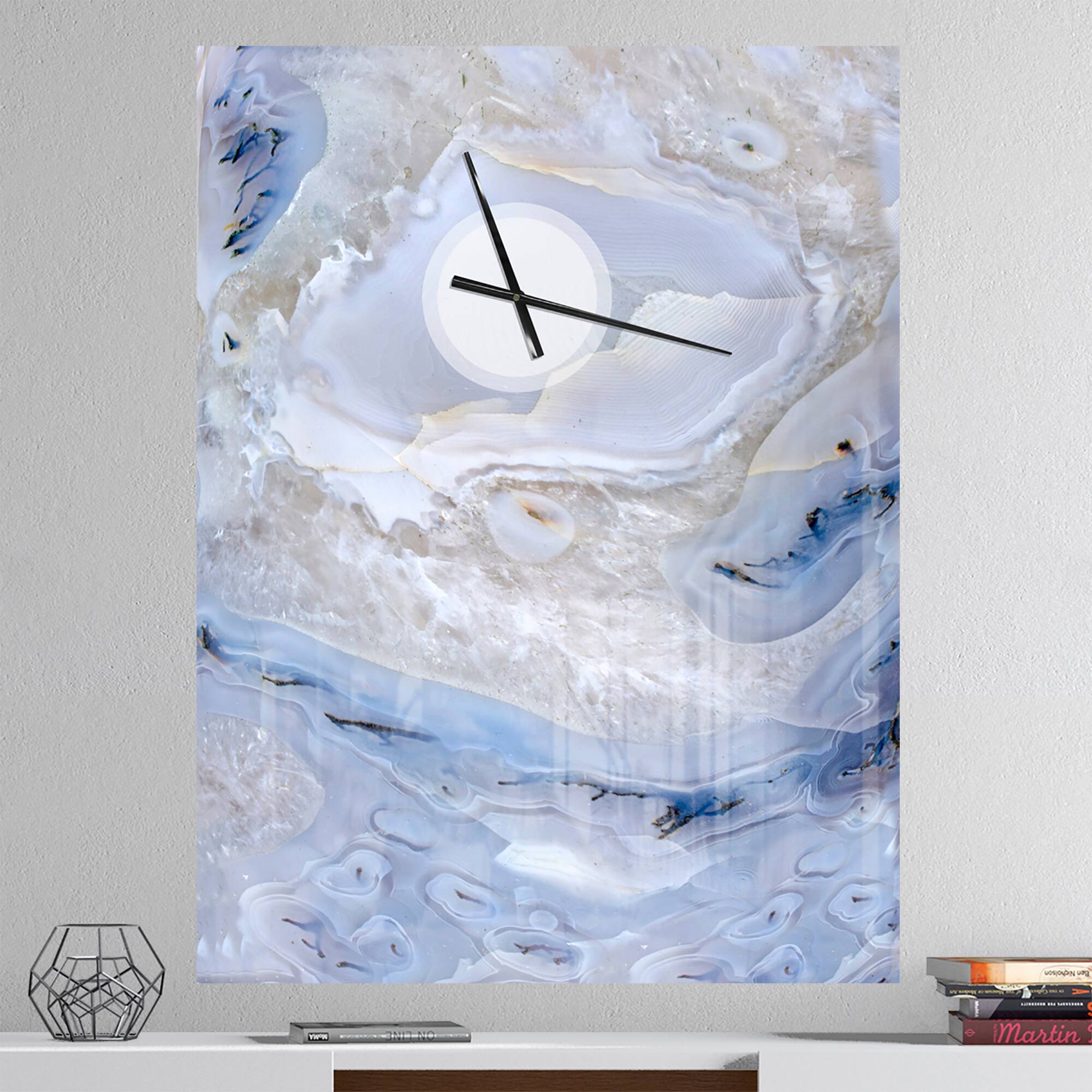 Designart 'Agate Stone Background Modern Rectangular Wall Clock