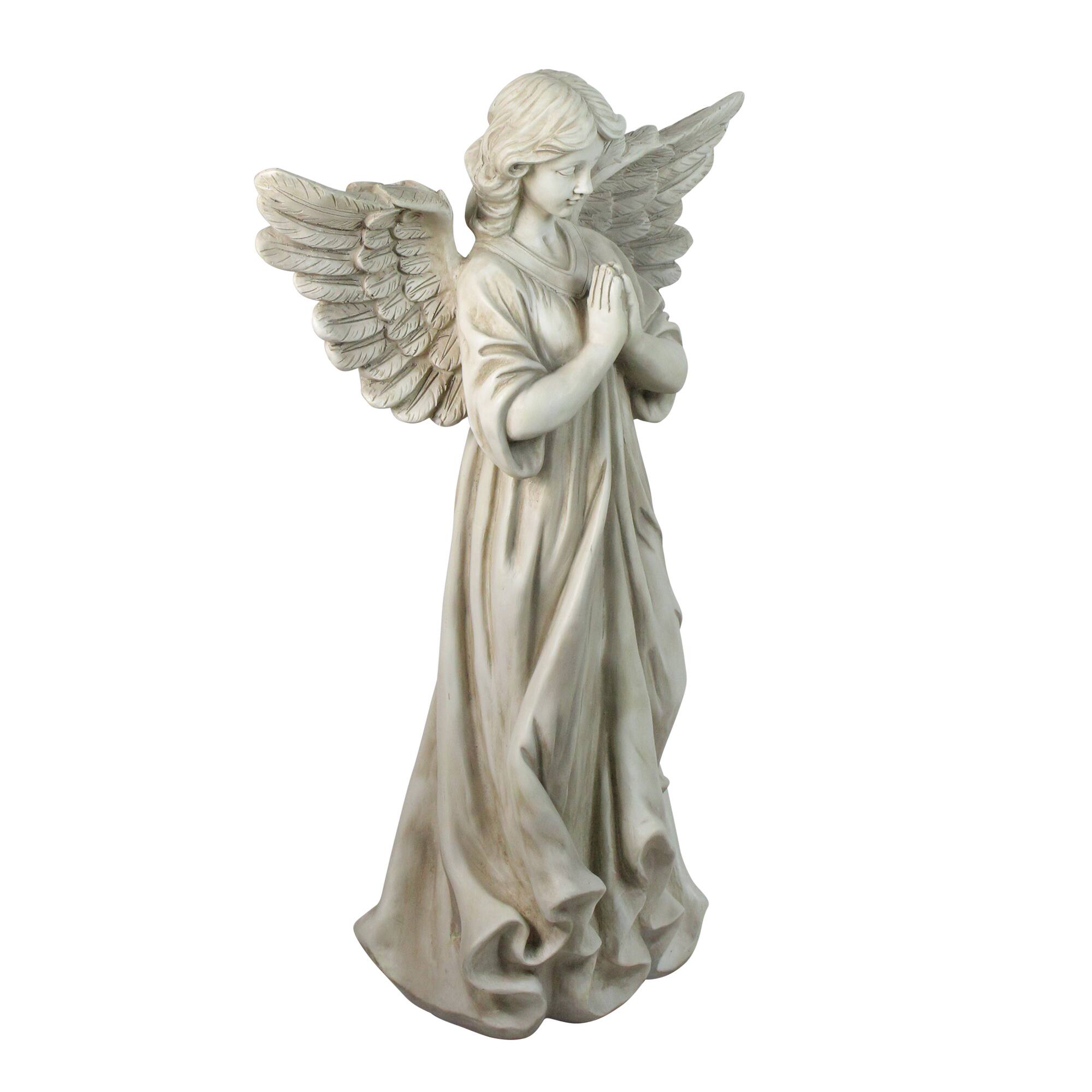 29.5" Angel Standing In Prayer Outdoor Garden Statue