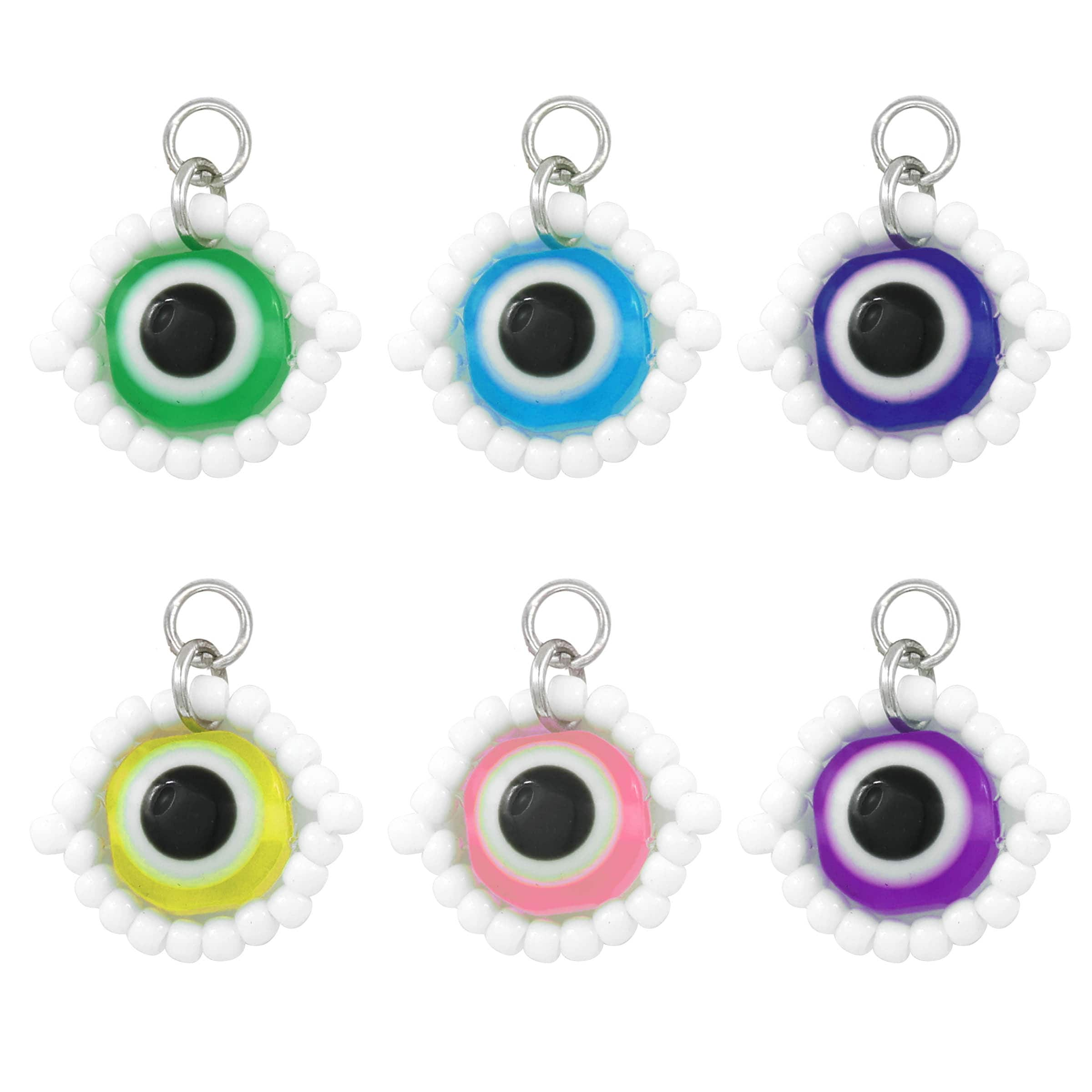 12 Packs: 6 ct. (72 total) Seed Bead Evil Eye Charms by Bead Landing&#x2122;