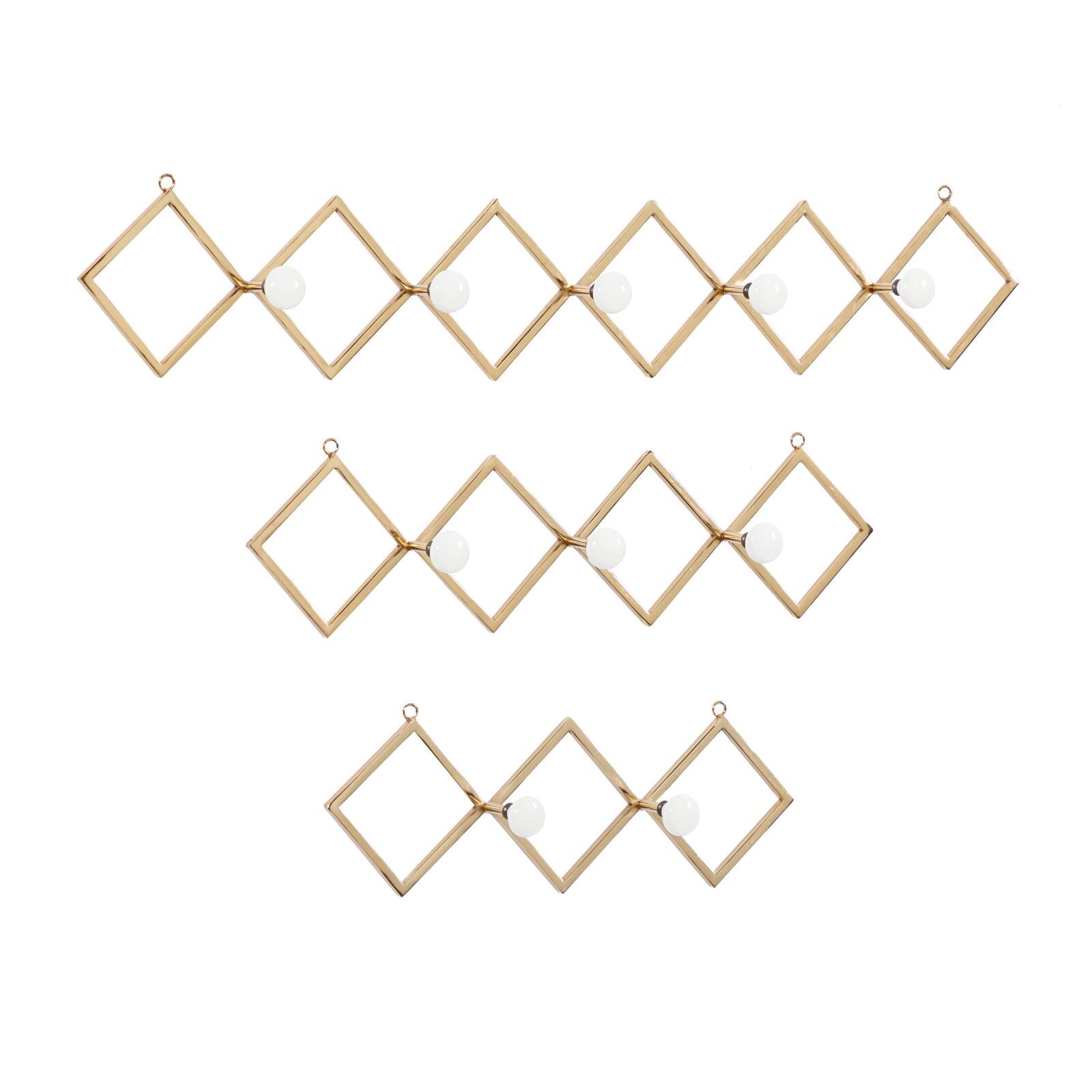 Set of 3 Gold Metal Glam Wall Hook, 17", 22", 33"