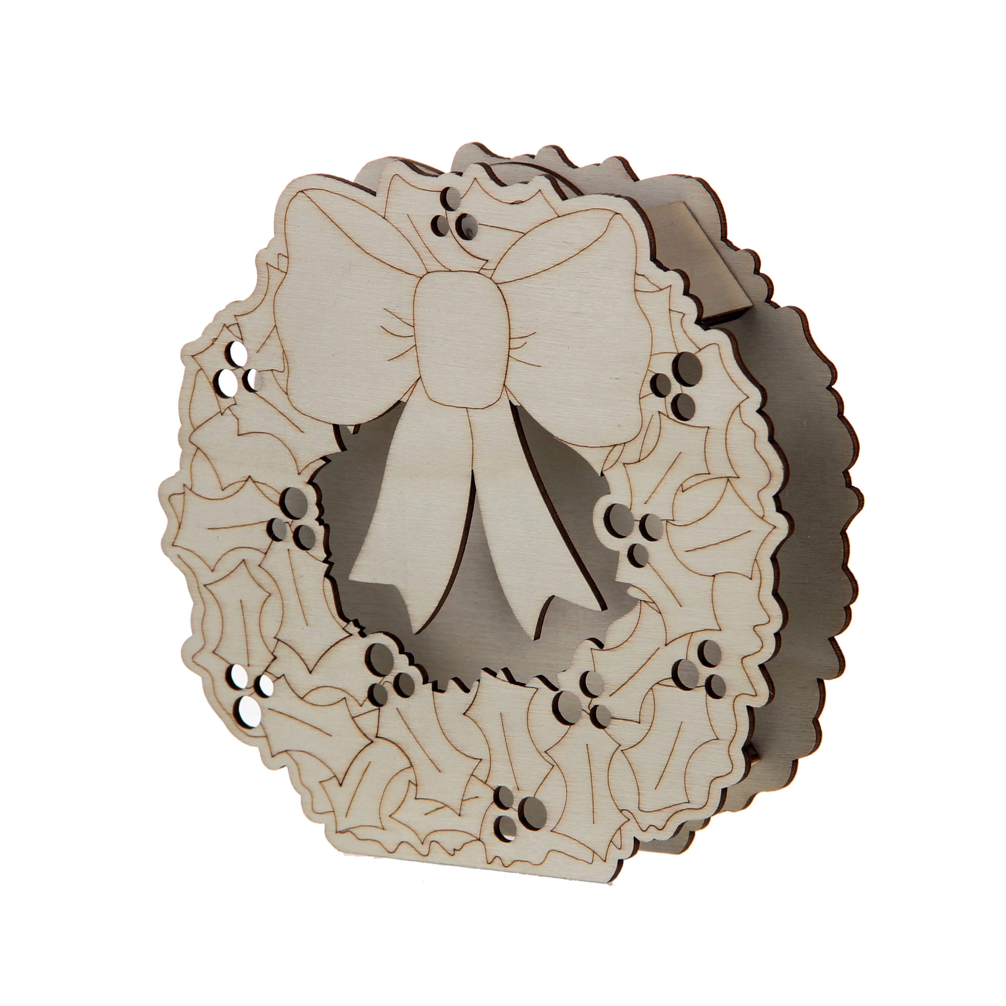 5.5&#x22; DIY Wreath LED Wood D&#xE9;cor by Make Market&#xAE;