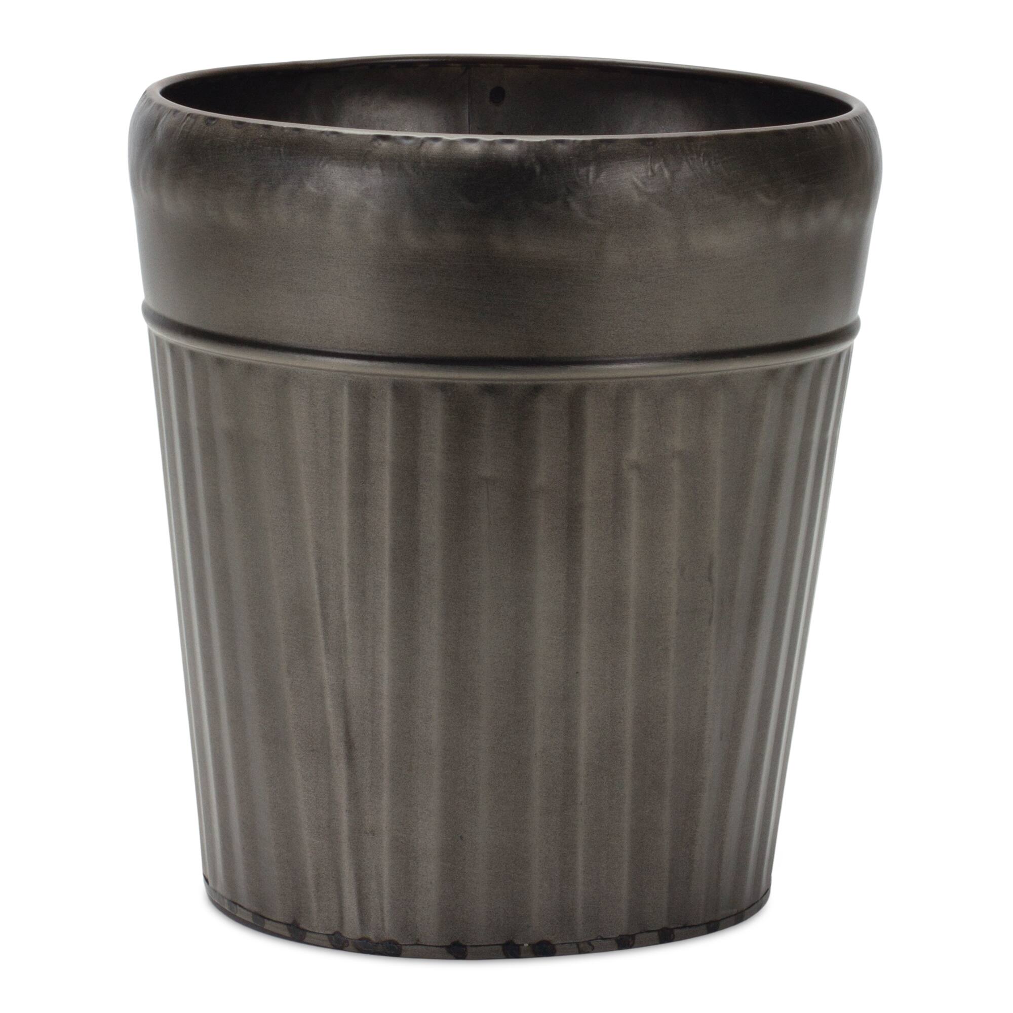 Pewter Metal Planter with Tapered Design Set