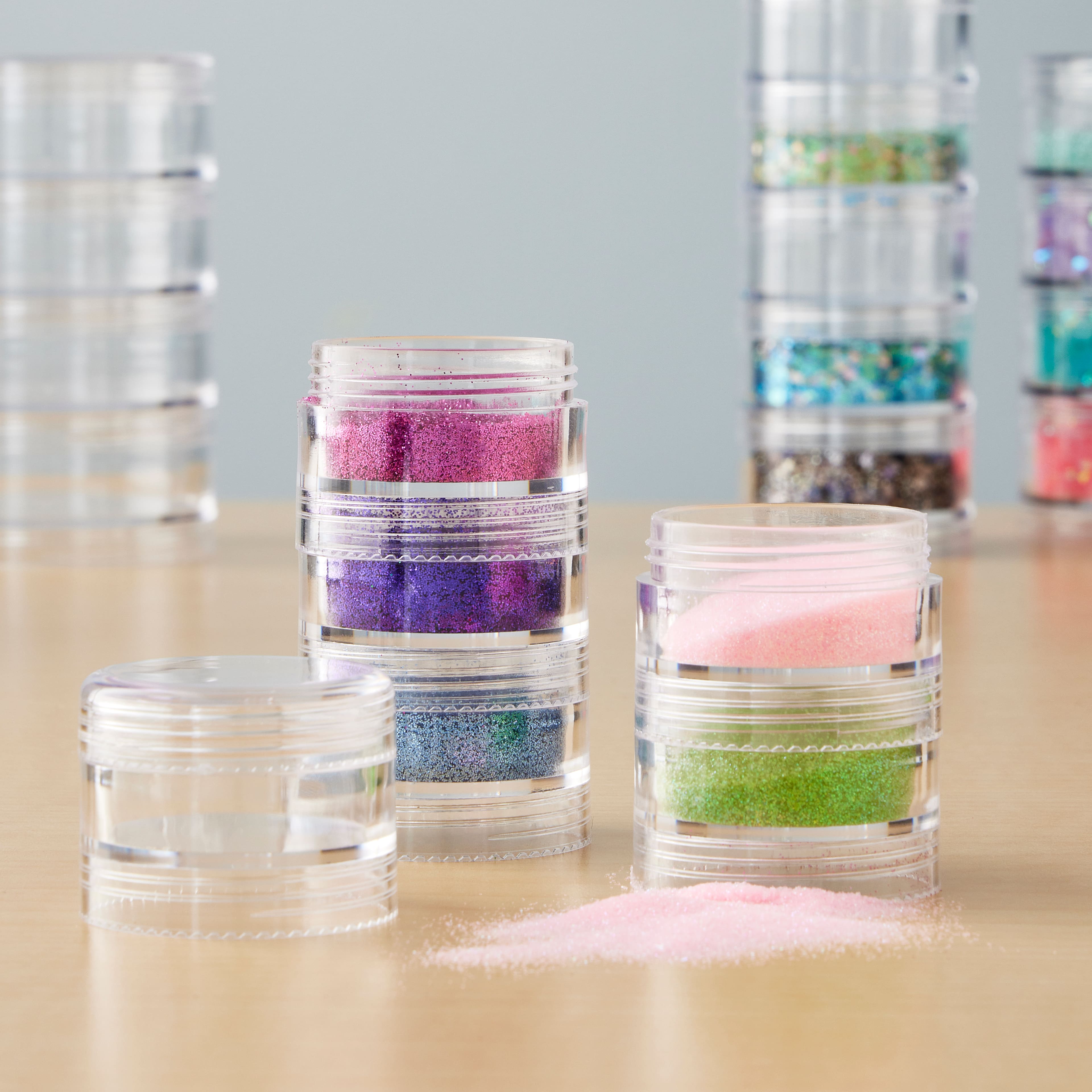 1.5" Clear 6-Container Round Bead Storage Stack by Bead Landing™