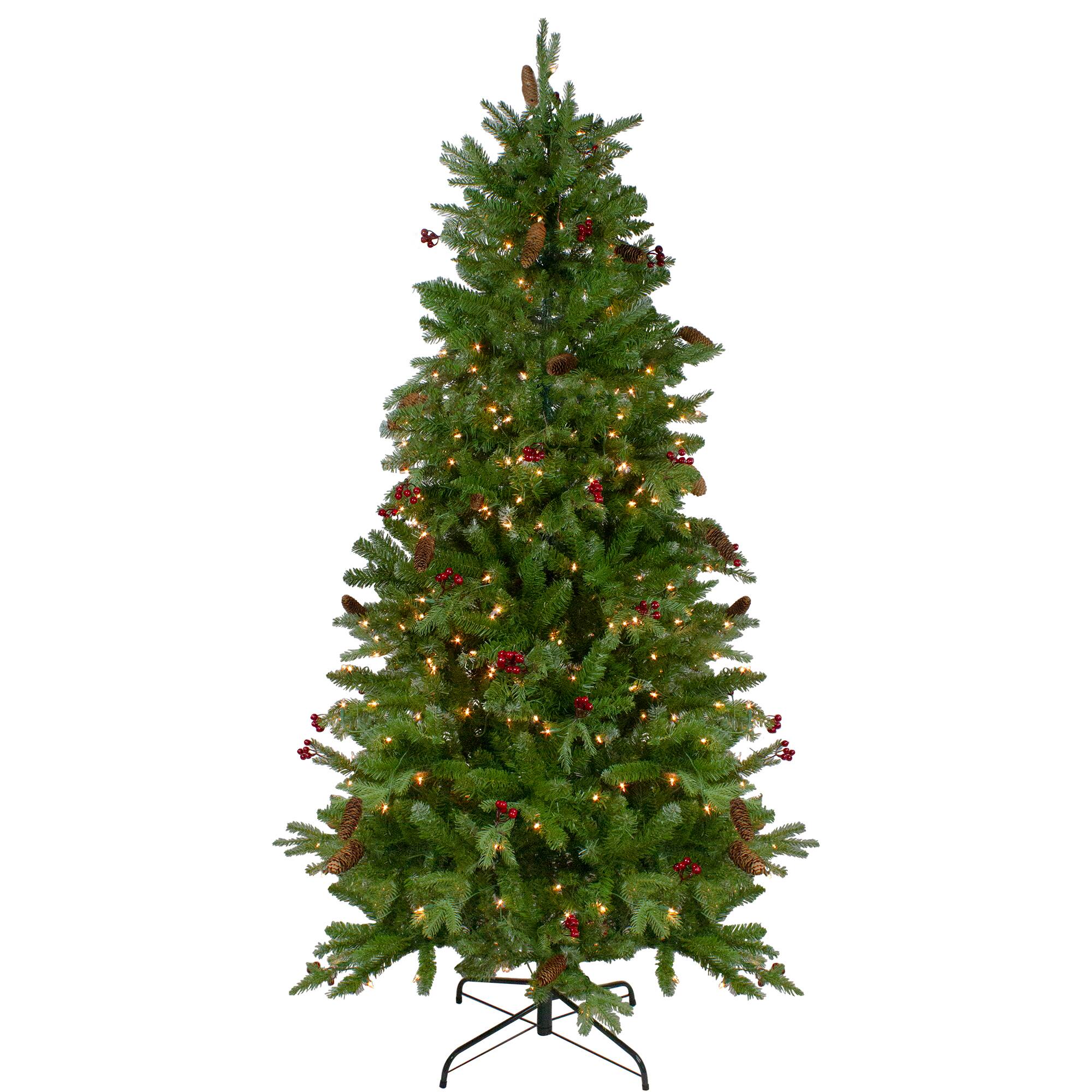 7.5ft. Pre-Lit Real Touch™️ Mixed Winter Berry Pine Artificial Christmas Tree, Clear Lights