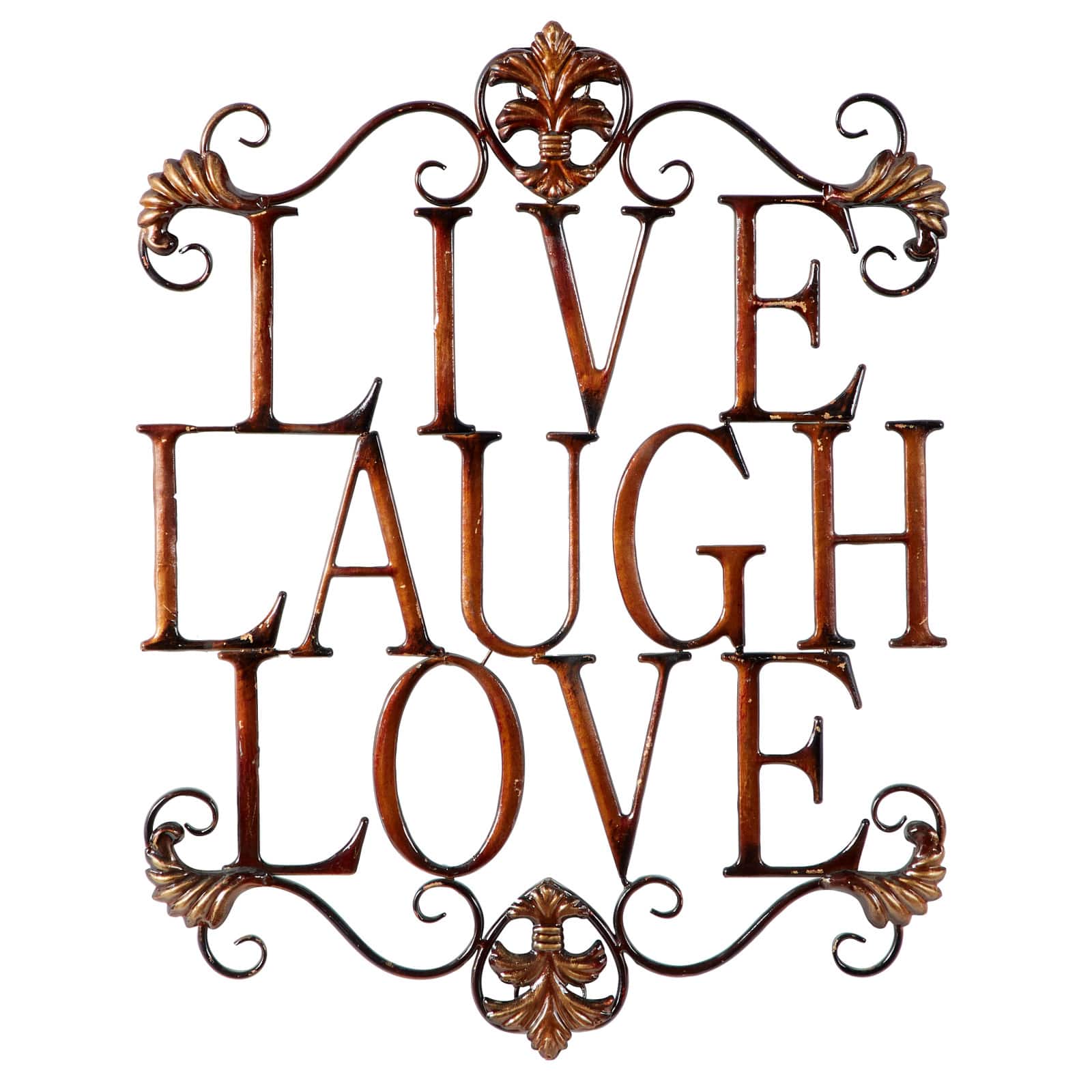 Brown Metal Live, Laugh, Love Wall Decoration