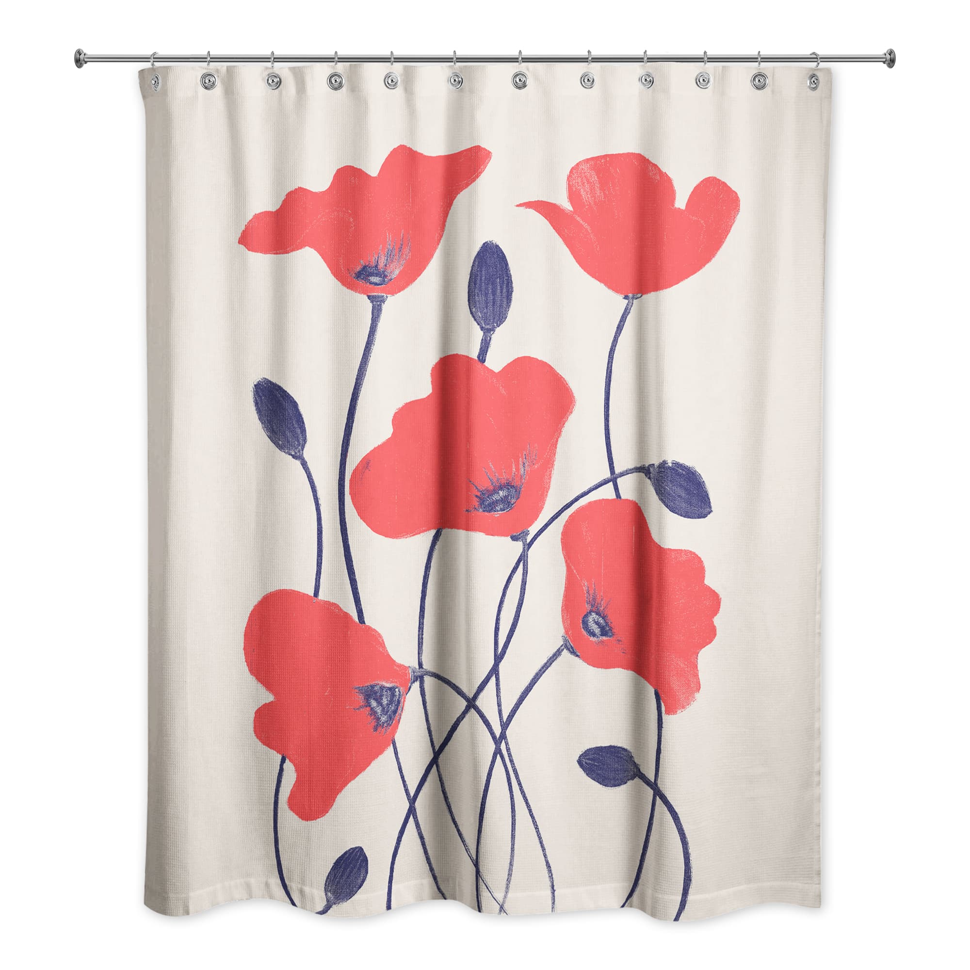 Simple Red Poppies 71&#x22; x 74&#x22; Shower Curtain