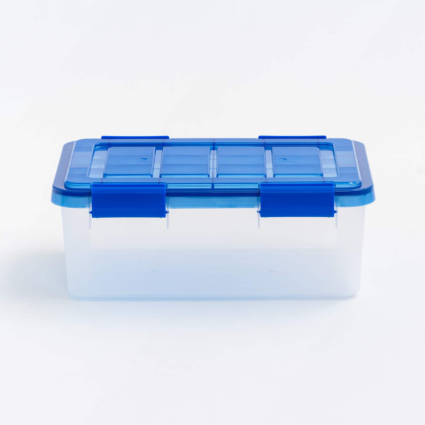 Iris® 4gal. Clear Plastic Storage Boxes With Blue Lid, 6 Pack