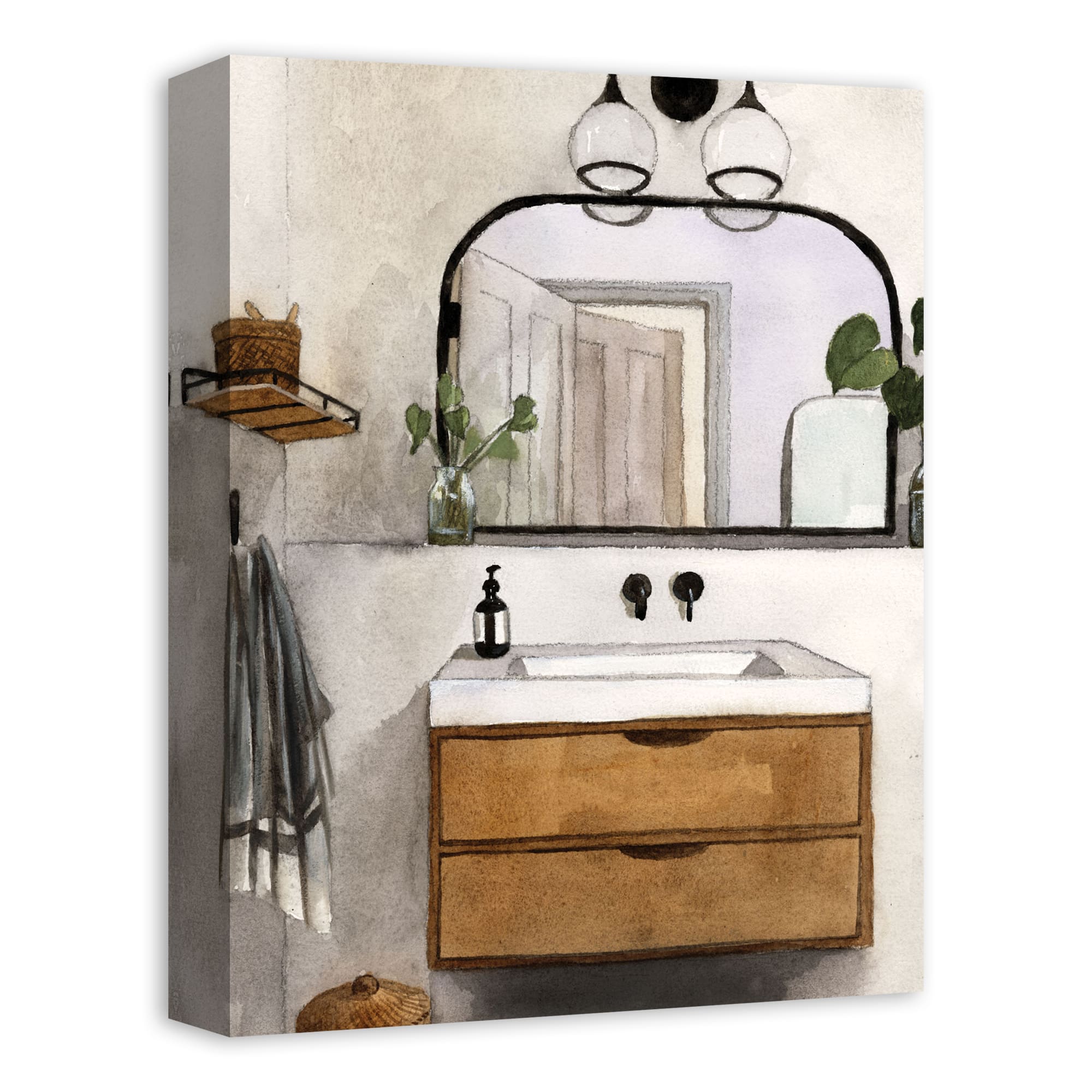 Modern Bathroom 12" x 16" Canvas Wall Art