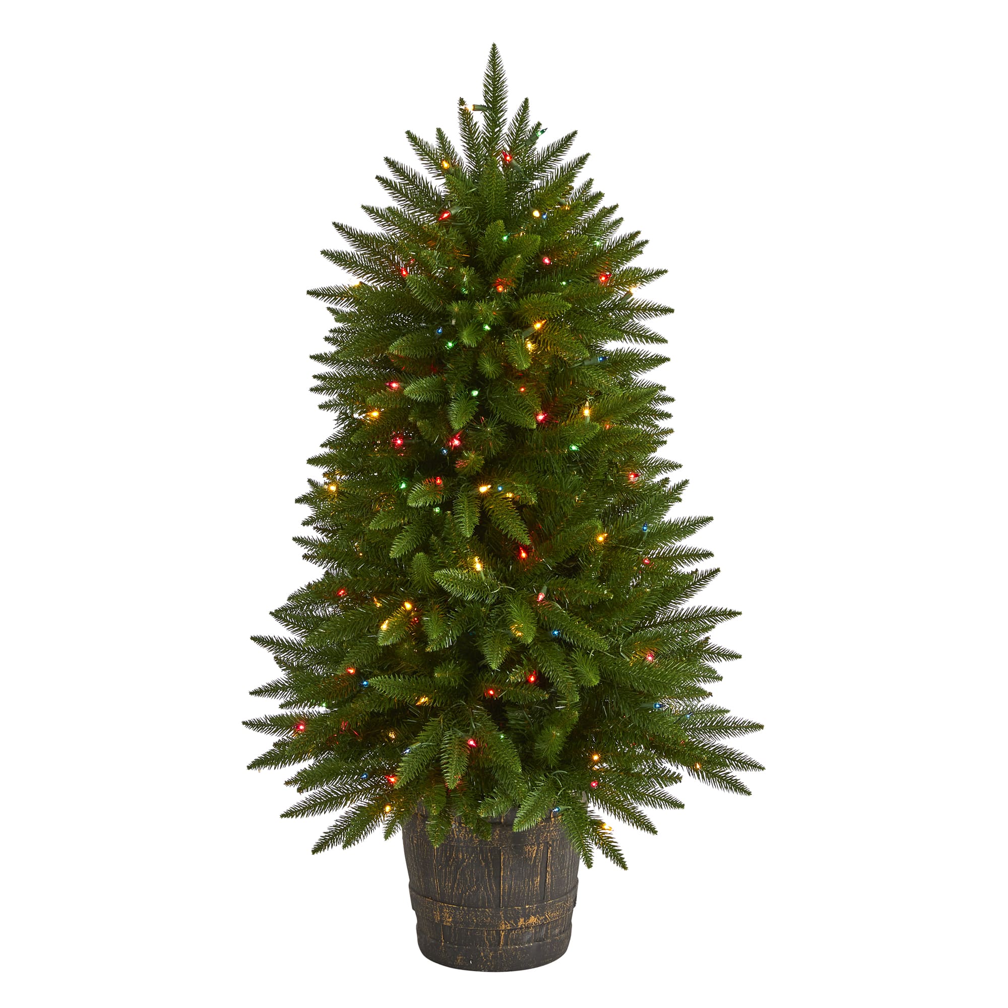 5ft. Pre-Lit Sierra Fir Artificial Potted Christmas Tree with Multicolored Lights